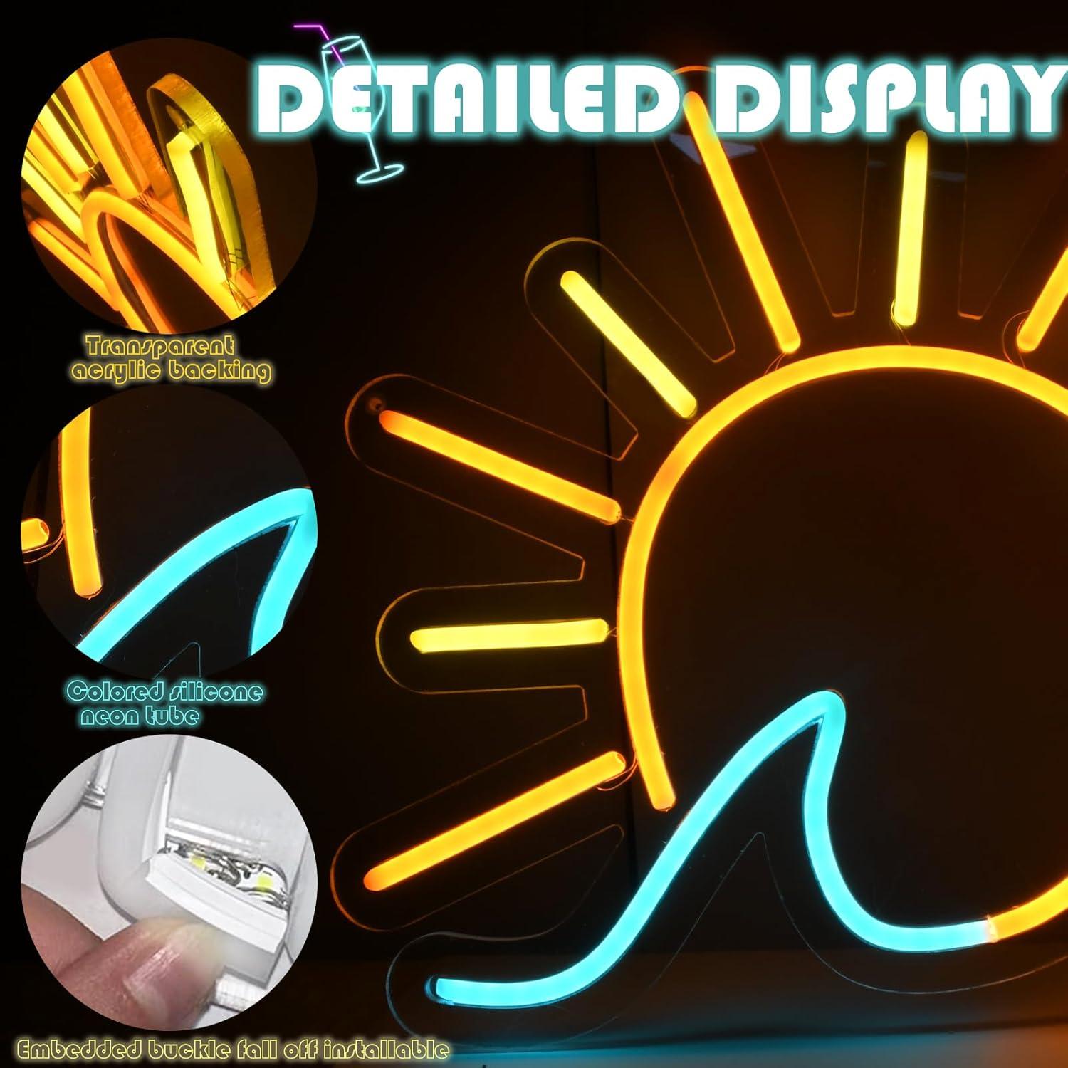 Letrero de Neón LED Amanecer y Atardecer QIXCOZTI 38x20cm