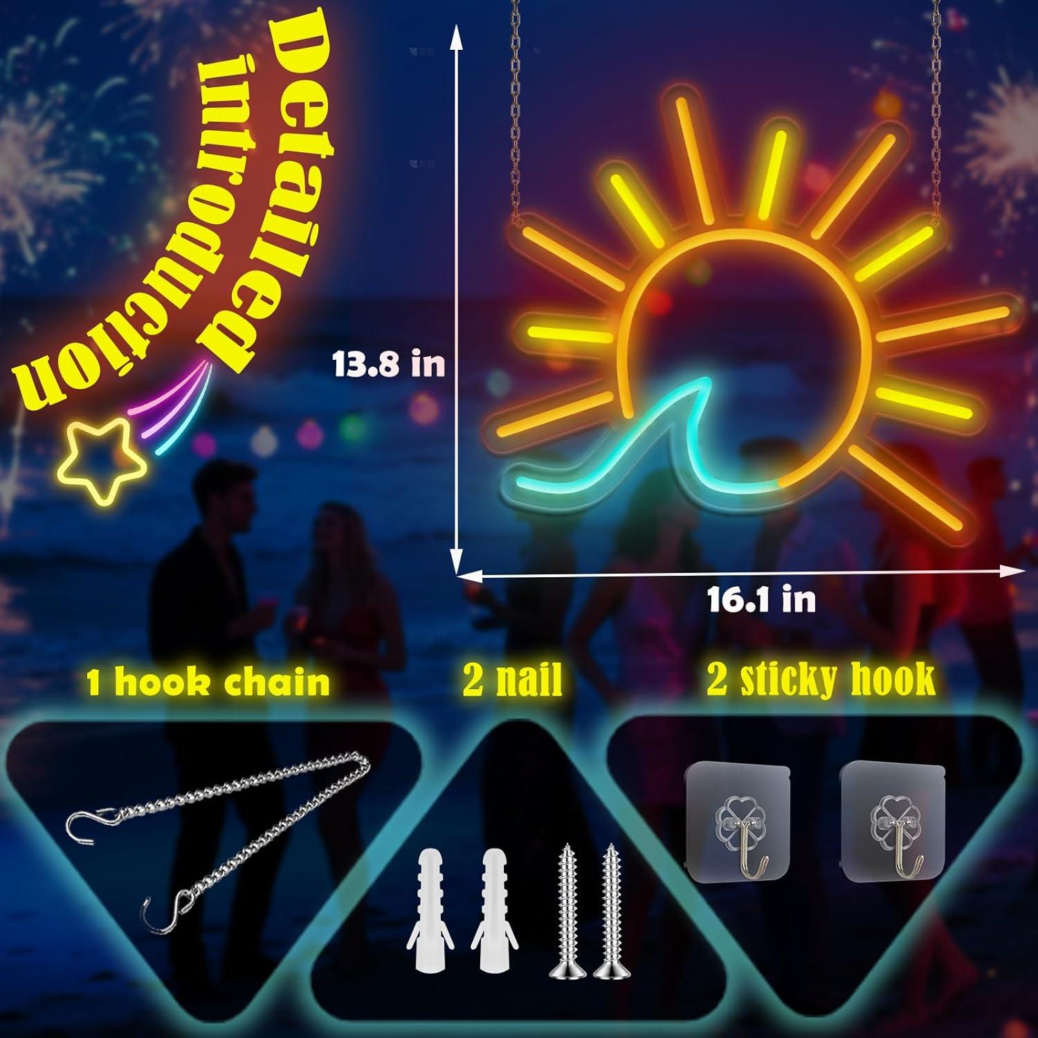 Letrero de Neón LED Amanecer y Atardecer QIXCOZTI 38x20cm