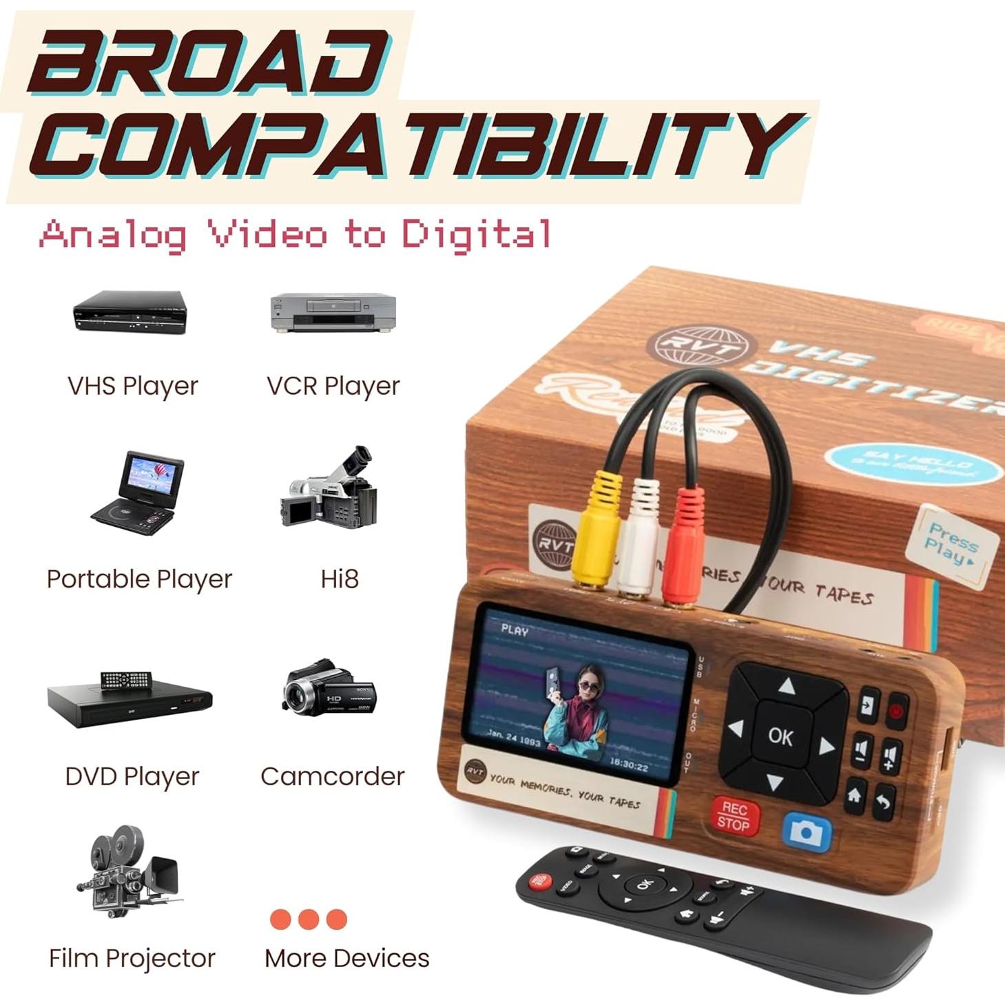 Convertidor de VHS a Digital RVT Digitizer 3.0 con USB 32GB