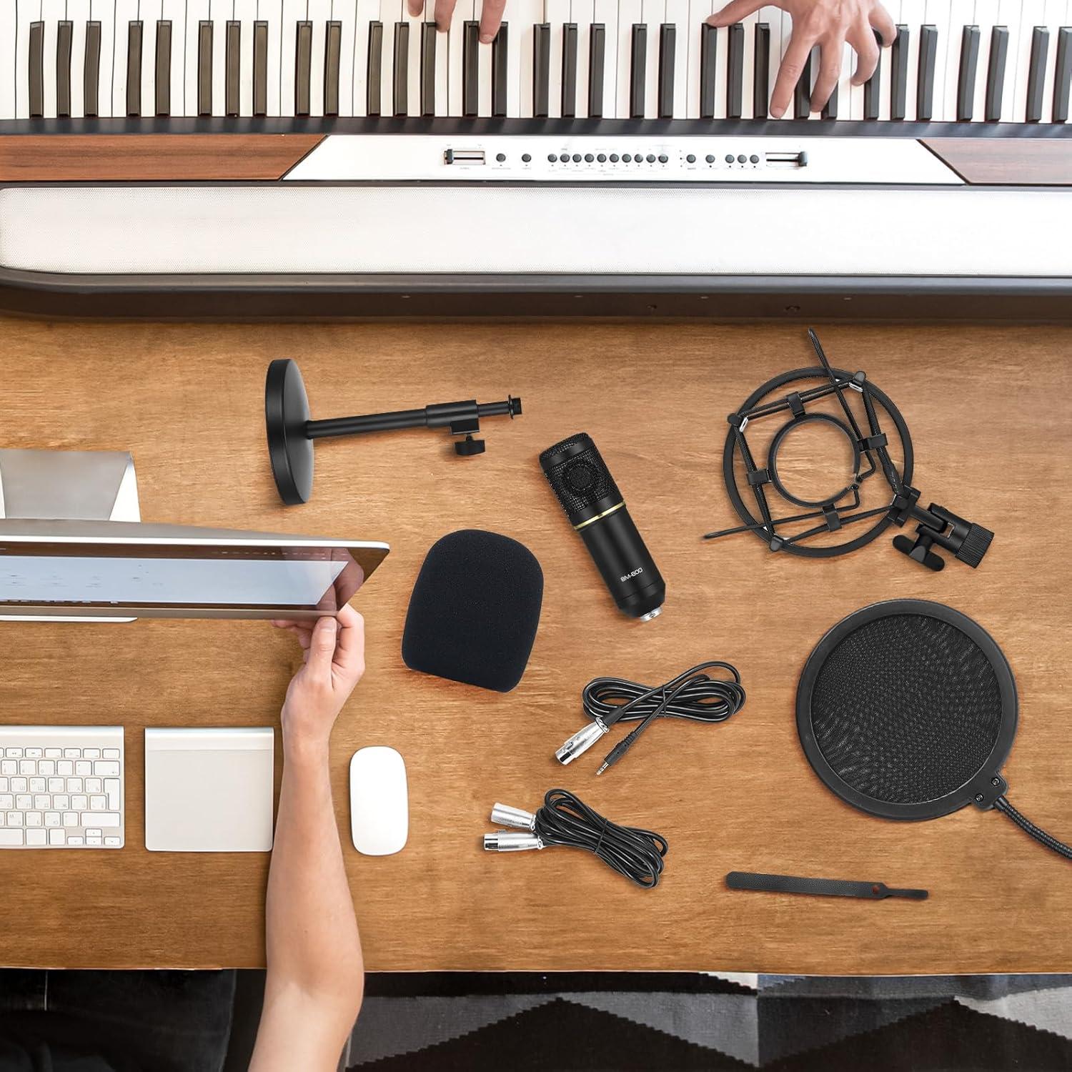 Kit de Micrófono de Condensador XLR Sherr - 2 Piezas, Soporte y Accesorios