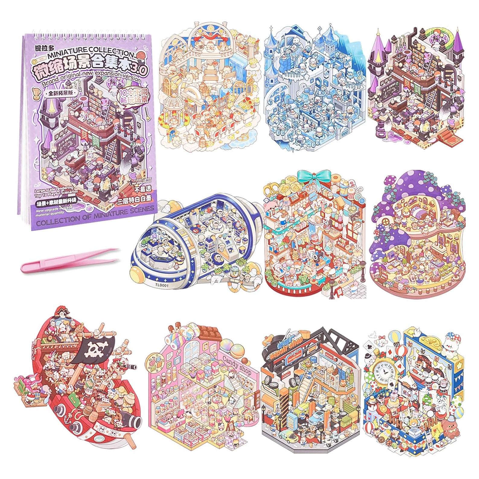 Aifong Stickers 3D DIY Coloridos - 10 Conjuntos para Aliviar Estrés