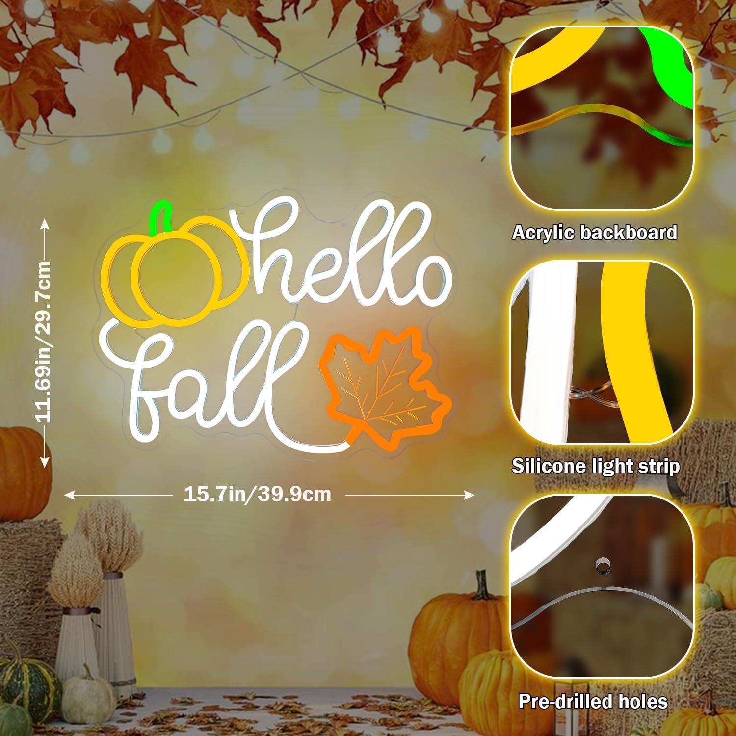 Señal LED Neón Hola Otoño FuugZze para Decoración de Pared