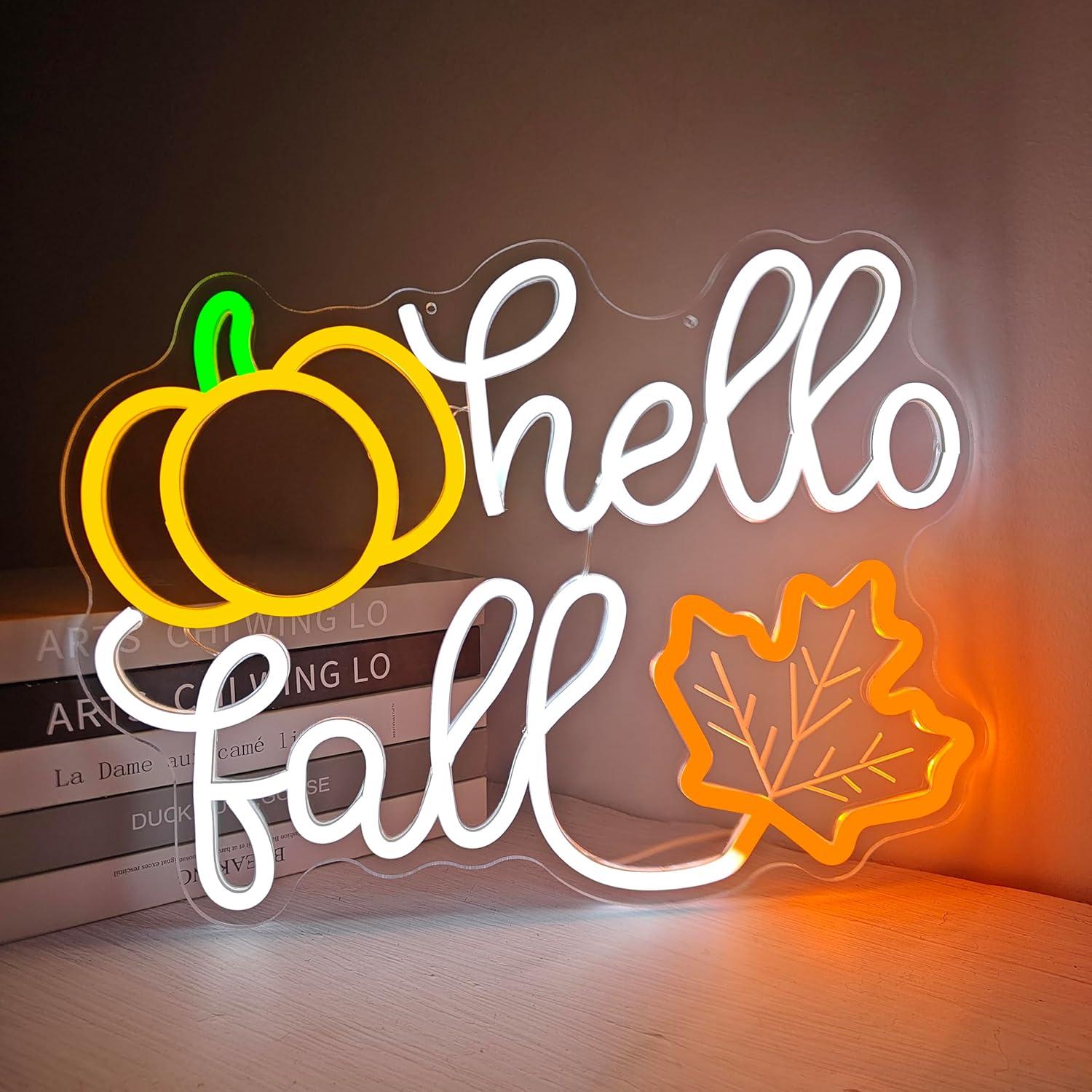 Señal LED Neón Hola Otoño FuugZze para Decoración de Pared