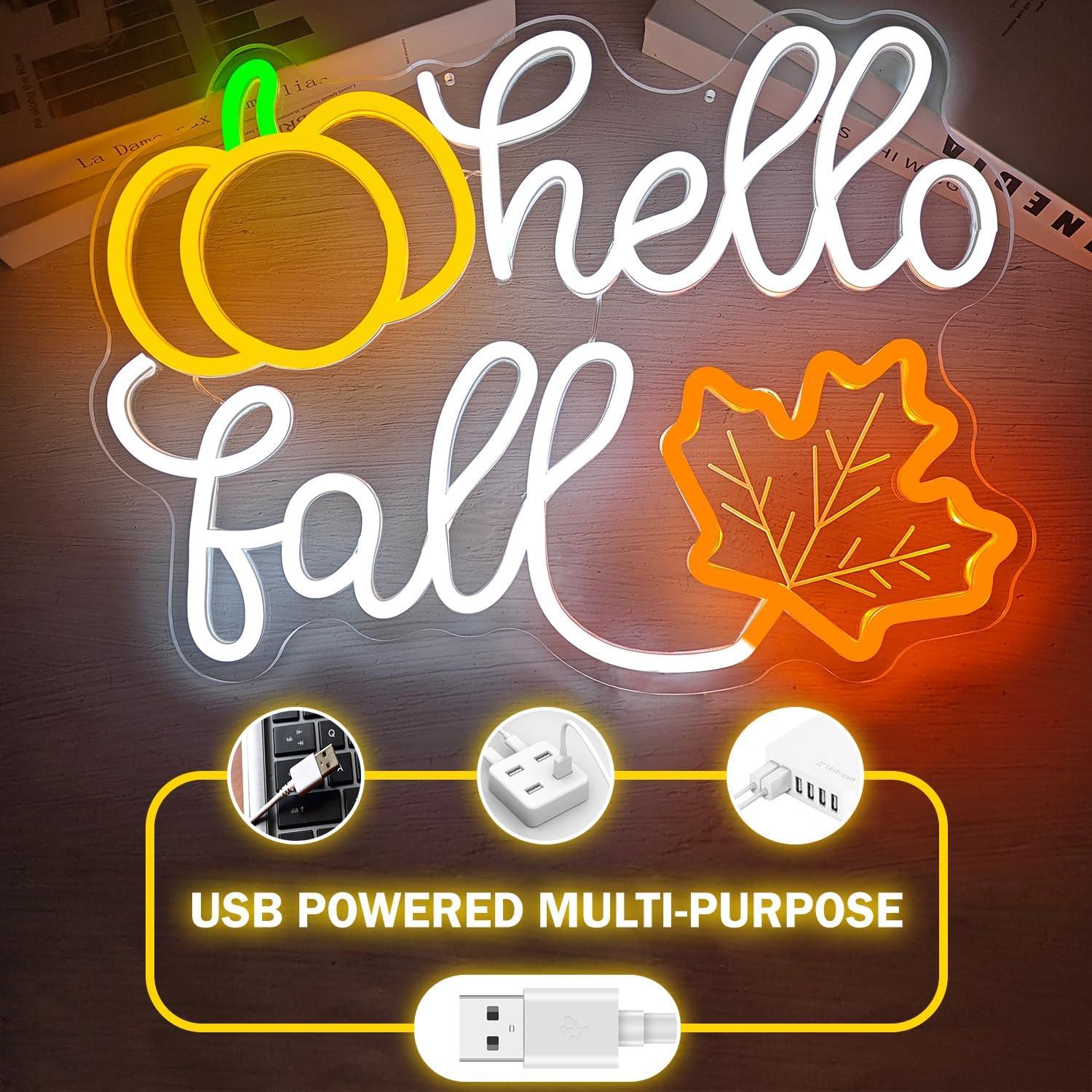 Señal LED Neón Hola Otoño FuugZze para Decoración de Pared