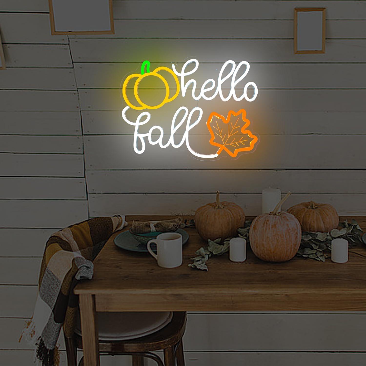 Señal LED Neón Hola Otoño FuugZze para Decoración de Pared