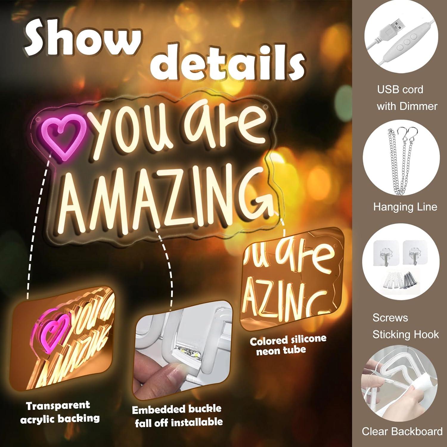 Letrero de Neón LED Rosa 'Eres Increíble' 34.8x21.3cm