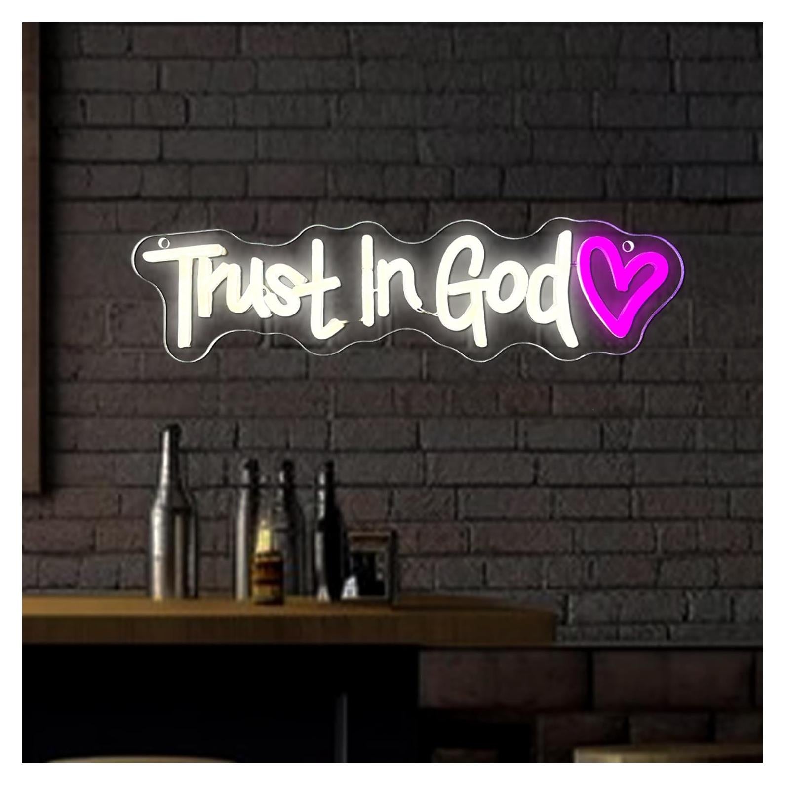 Letrero Neón LED Symone 'Confía en Dios' USB 39.9x15.7 cm