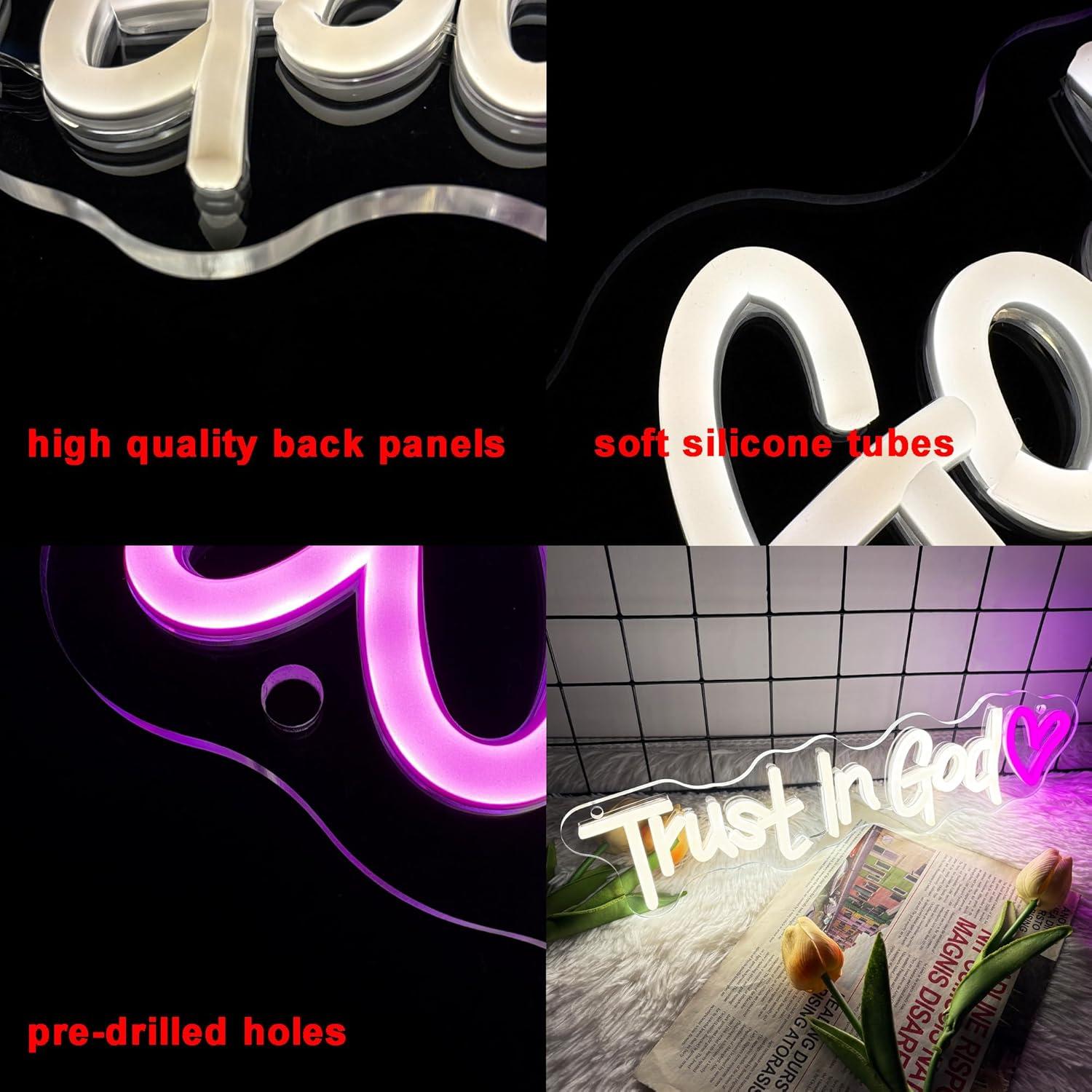 Letrero Neón LED Symone 'Confía en Dios' USB 39.9x15.7 cm