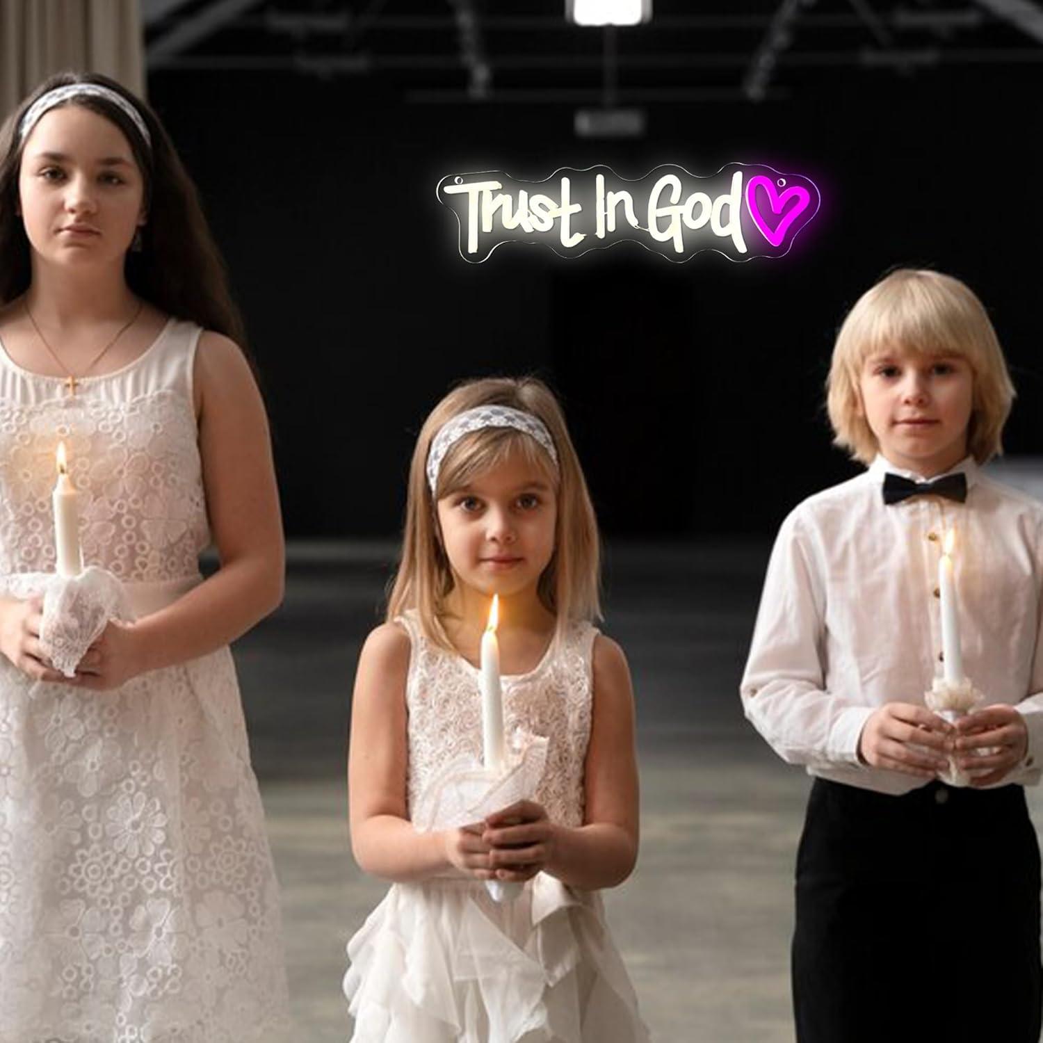 Letrero Neón LED Symone 'Confía en Dios' USB 39.9x15.7 cm