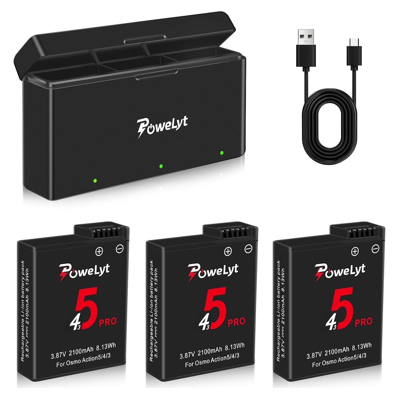 Kit de Cargador y Baterías Osmo Action 5 Pro/4/3 2100mAh