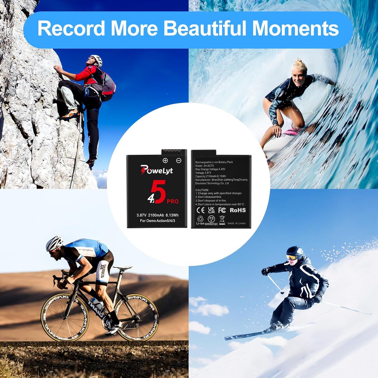Kit de Cargador y Baterías Osmo Action 5 Pro/4/3 2100mAh