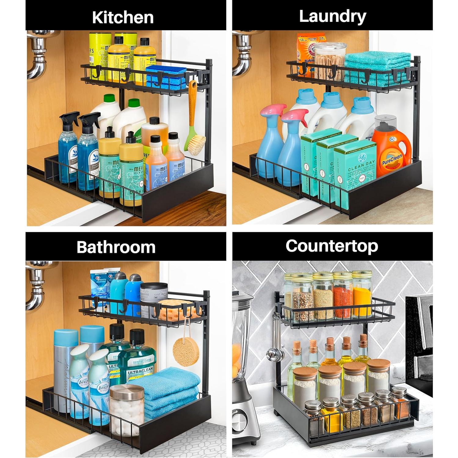 Organizador de Gabinete Lynk Professional 2 Niveles Extraíble Negro