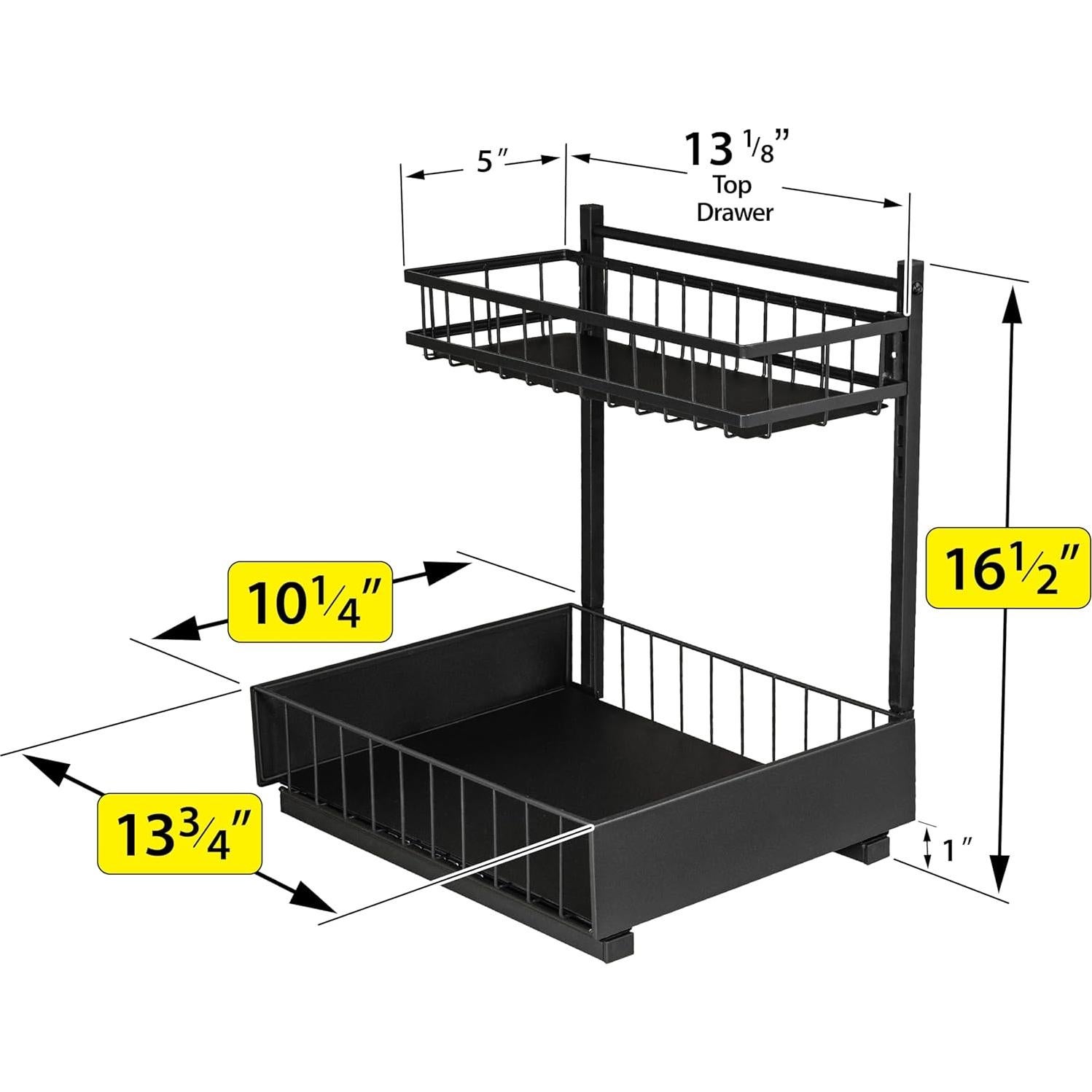 Organizador de Gabinete Lynk Professional 2 Niveles Extraíble Negro