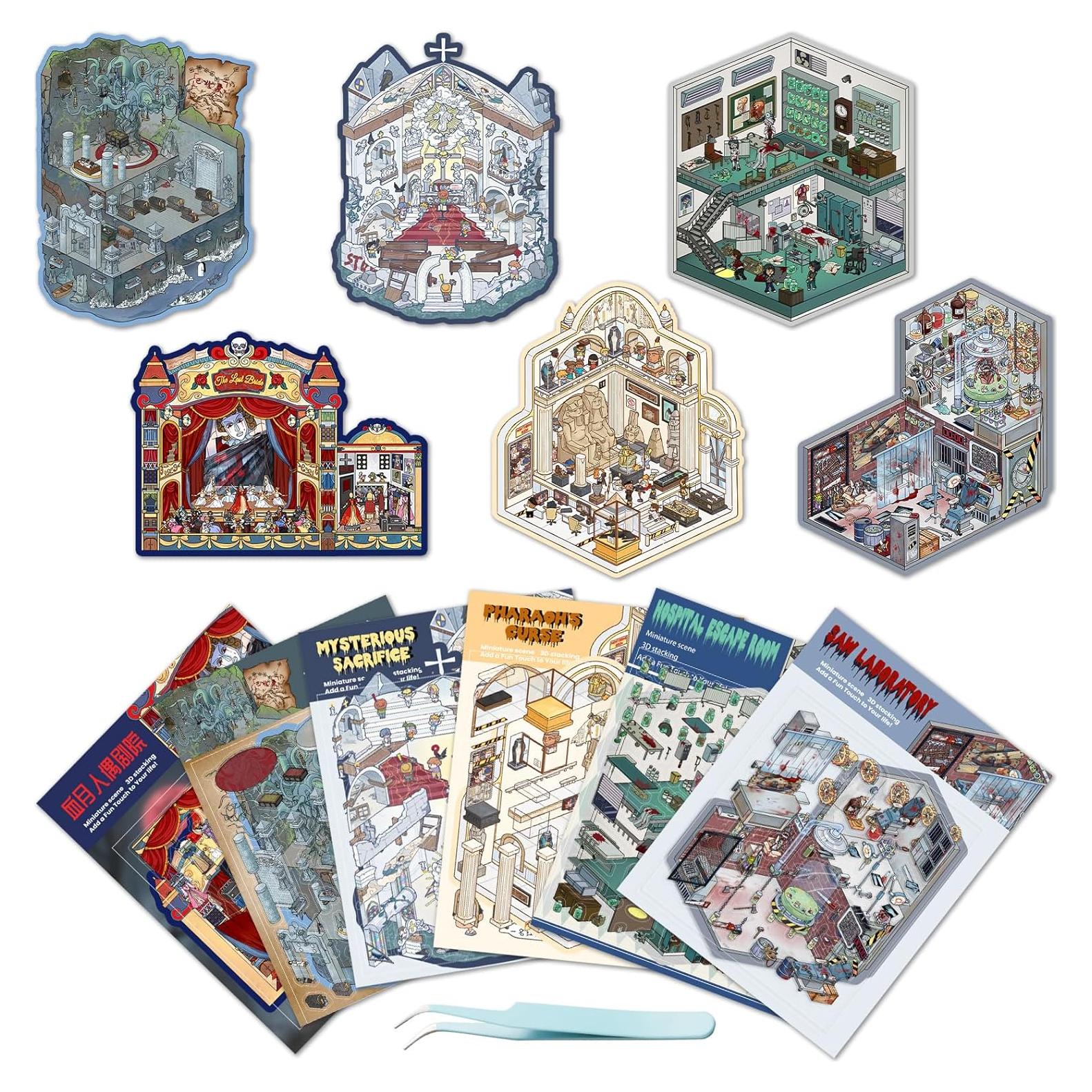 Kit de Calcomanías 3D DIY Coostiksy - Escenas de Terror Halloween