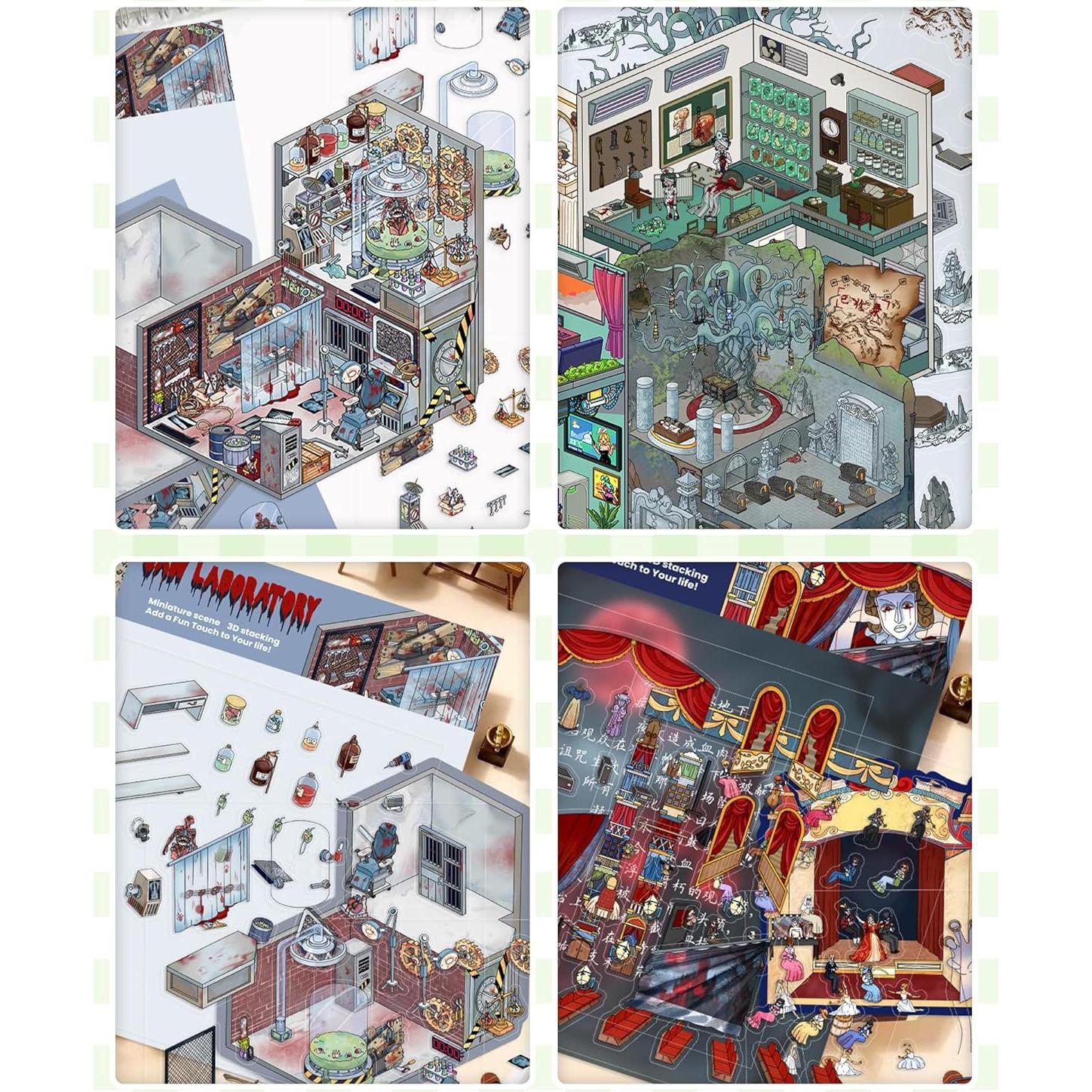 Kit de Calcomanías 3D DIY Coostiksy - Escenas de Terror Halloween