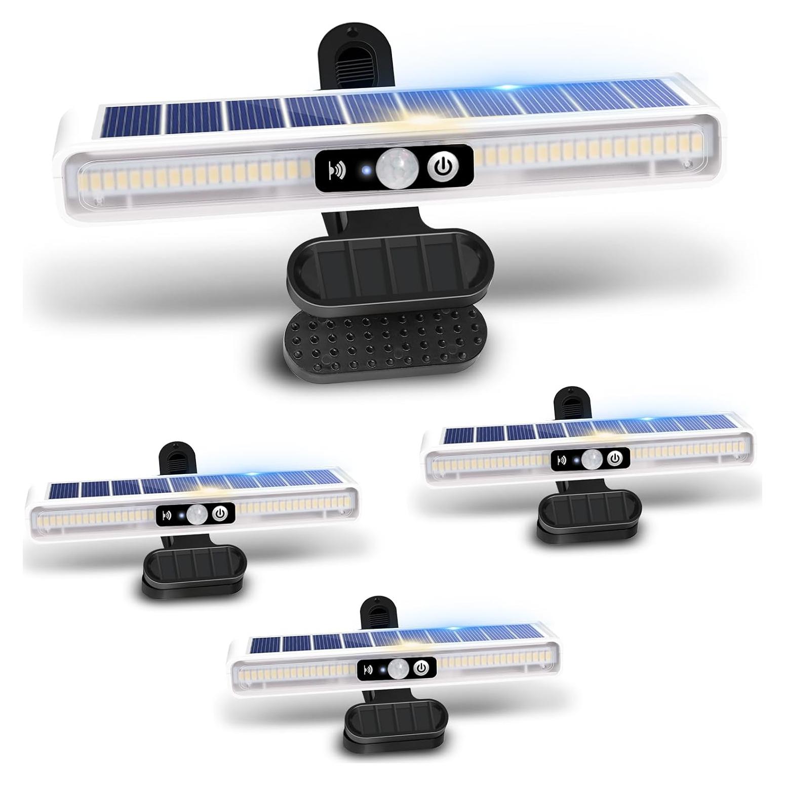 Luces Solares Clip On para Exterior 4 Pzs 36 LEDs 3000K