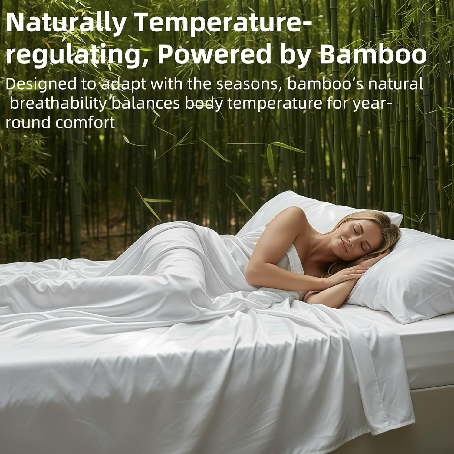 Sábanas Twin GOKOTTA 100% Rayón de Bambú Suaves y Transpirables