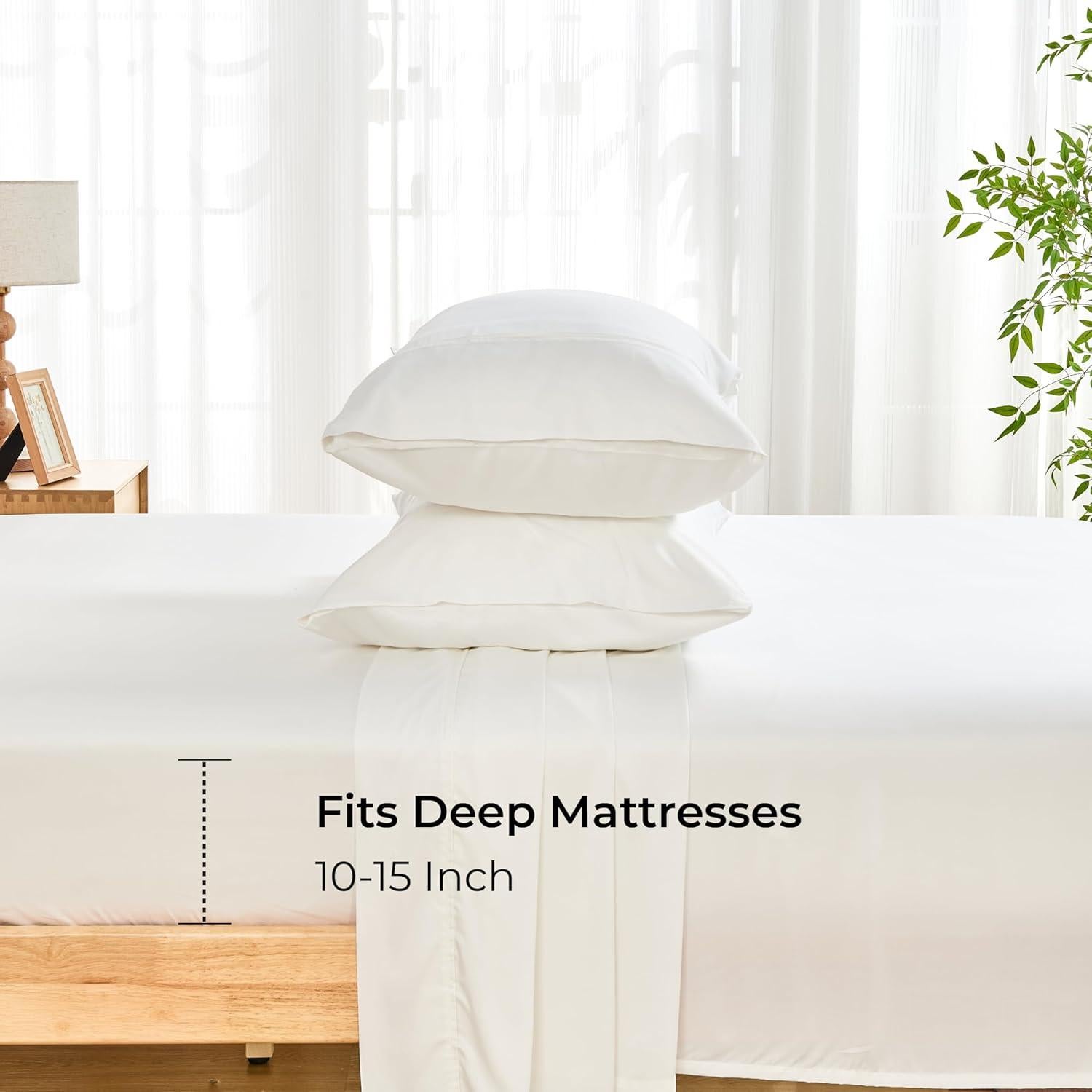 Sábanas Twin GOKOTTA 100% Rayón de Bambú Suaves y Transpirables