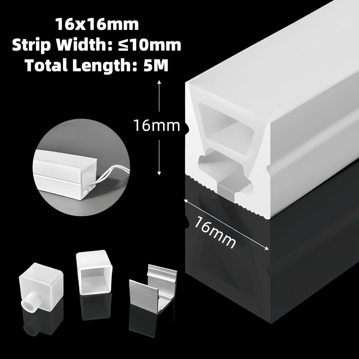 Canal LED de Silicona KSDLMPA 5M IP67 para Tiras de 10mm