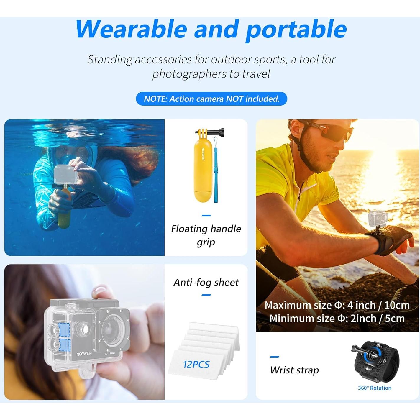 Kit de Accesorios 50 en 1 NEEWER para Cámara de Acción y Soporte