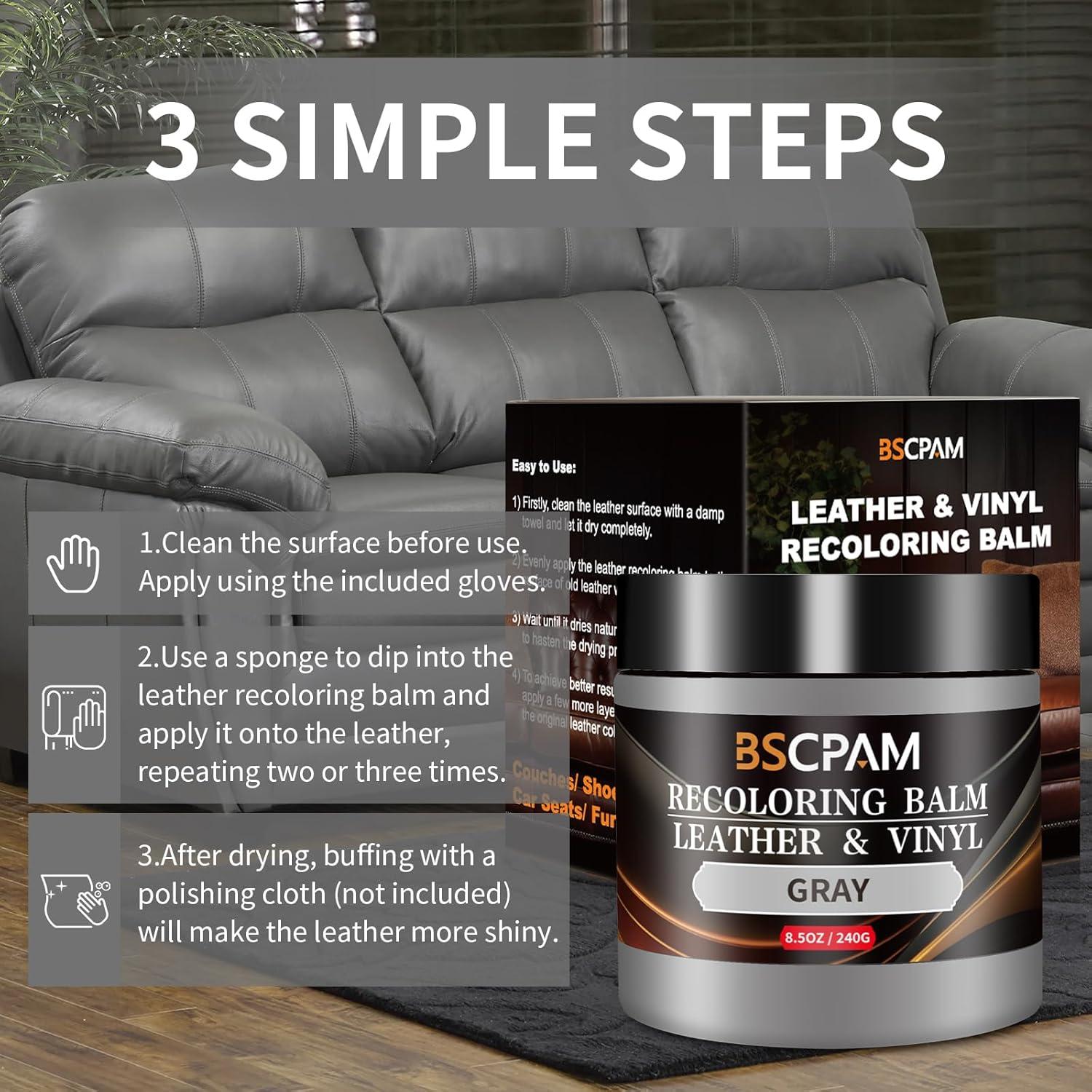 Bálsamo de Recoloración de Cuero BSCPAM 240g Gris - Kit Reparación