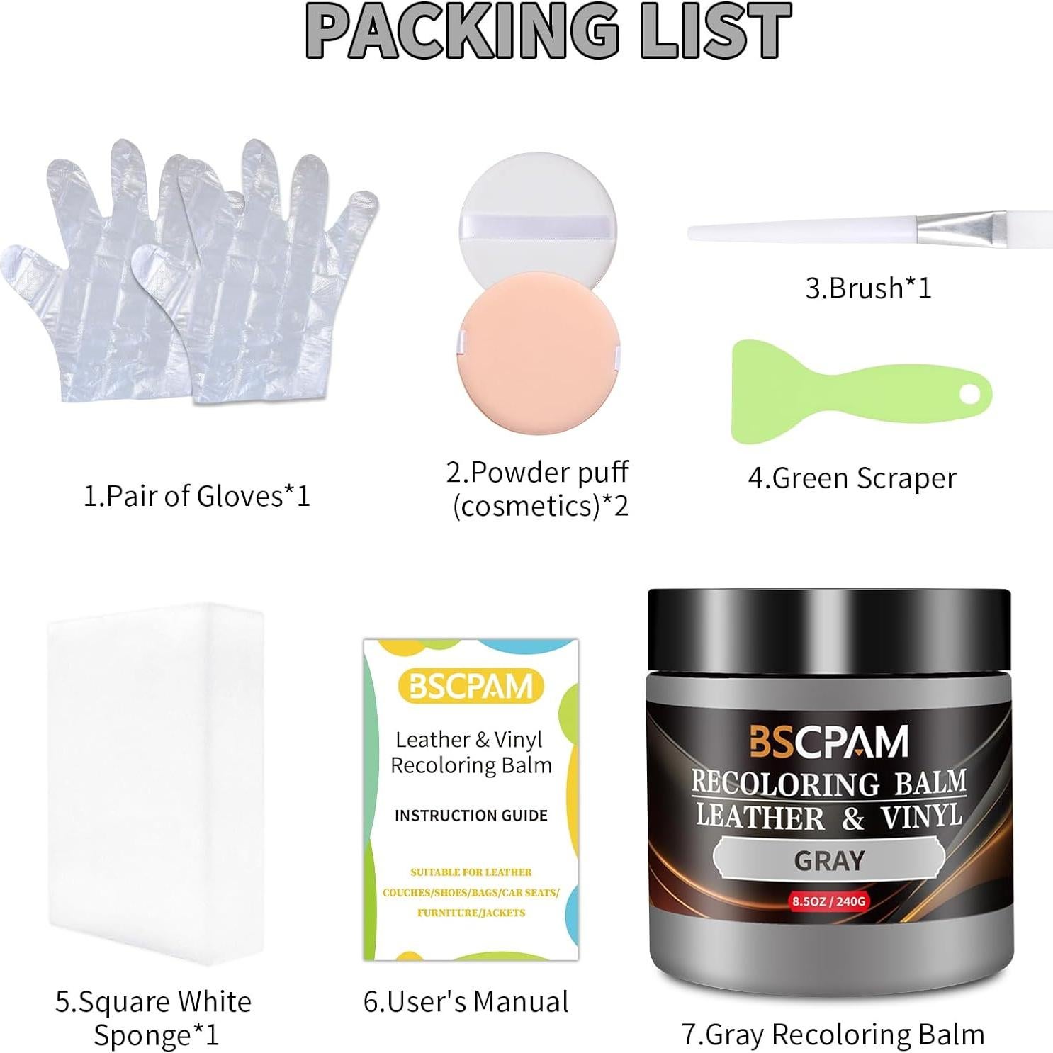 Bálsamo de Recoloración de Cuero BSCPAM 240g Gris - Kit Reparación