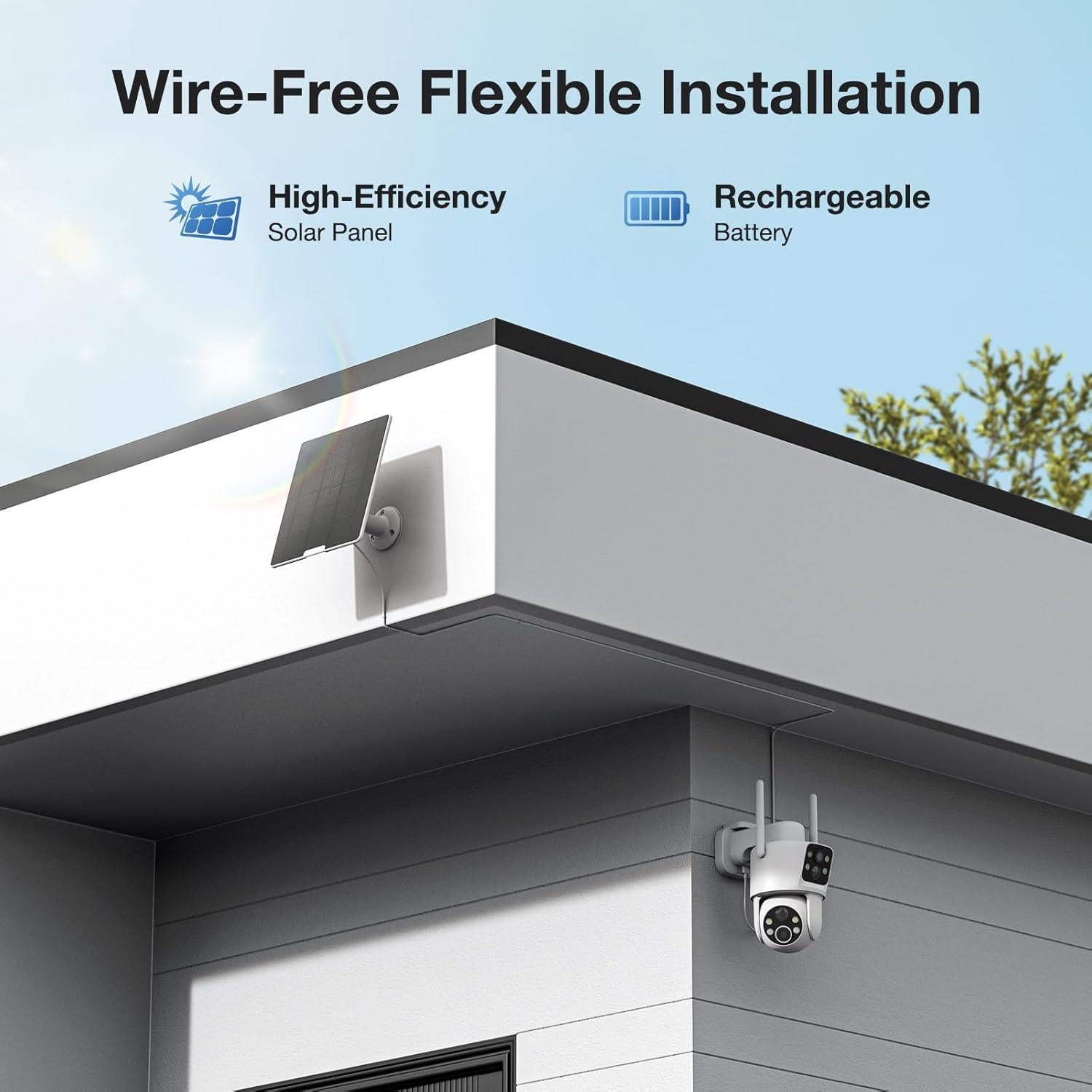 Cámaras de Seguridad Solar Inalámbricas TKENPRO 2K HD Doble Lente