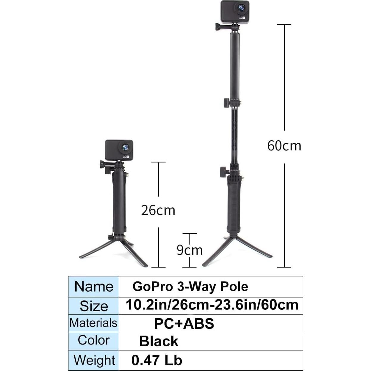 Palo de Selfie Plegable ALILUSSO para GoPro Hero 13-9 y Más