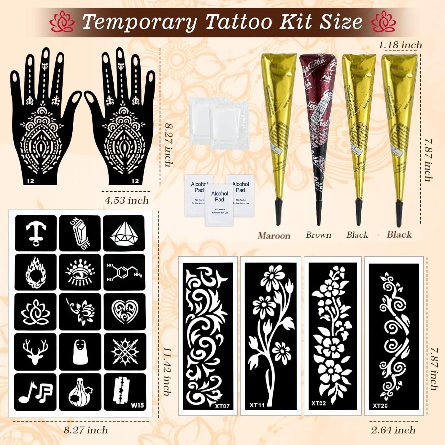 Kit de Tatuajes Temporales ZPTYCHZ - 4 Piezas con Tinta