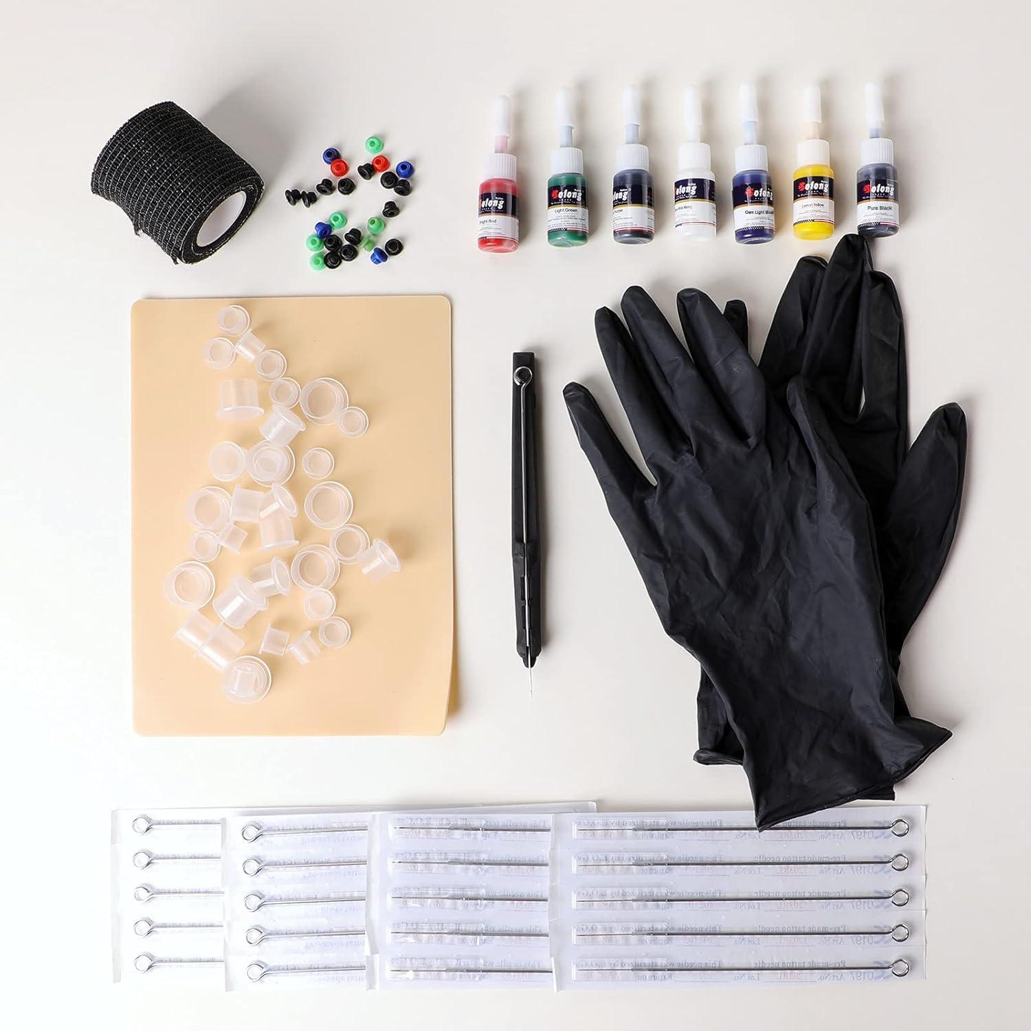 Kit de Tatuaje Hand Poke Solong con 20 Agujas y Tinta