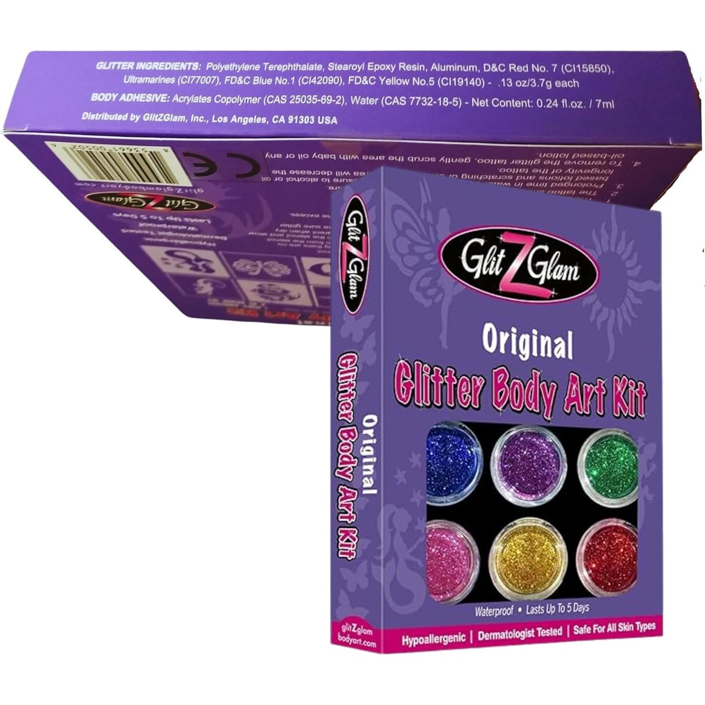 Kit de Tatuajes Temporales de Brillo GlitZGlam - 6 Colores
