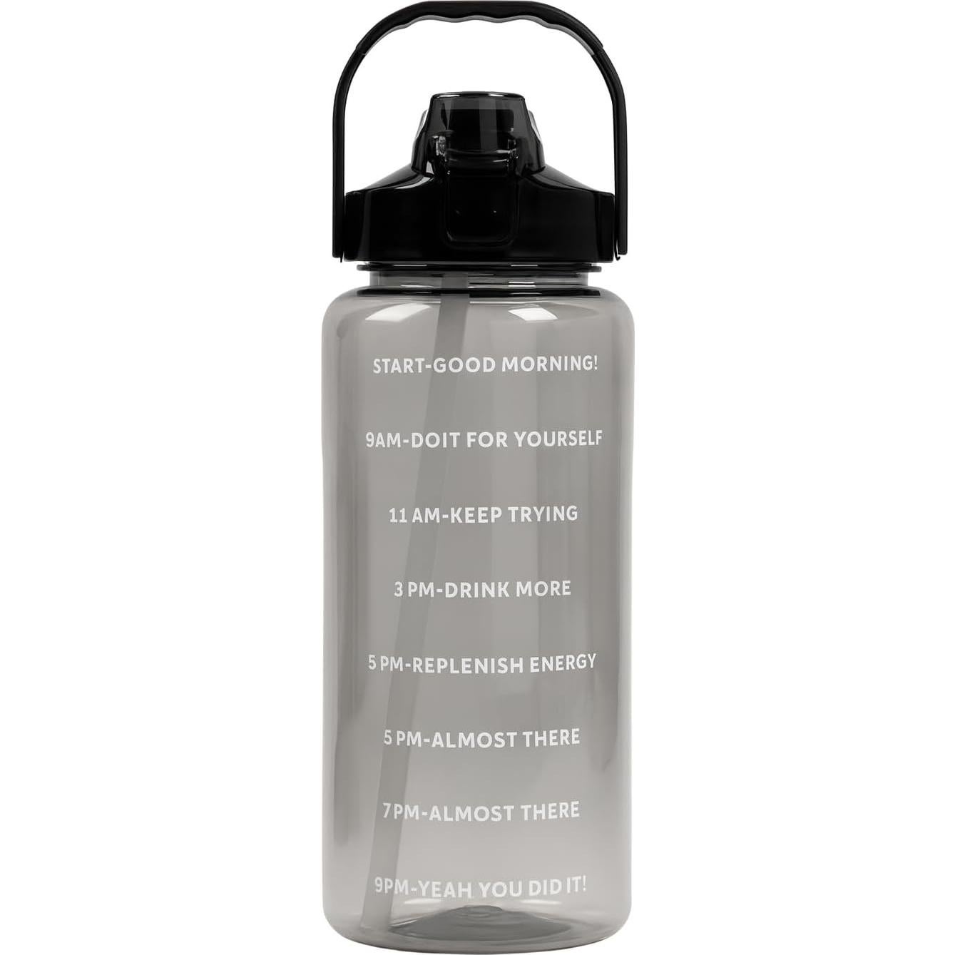 Botella de Agua Motivacional 2L Genérica con Popote y Asa