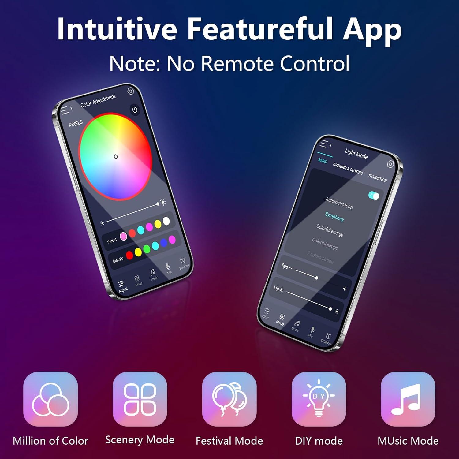 Tira LED Neón RGB-IC 10m Aurevita con Control App y Música
