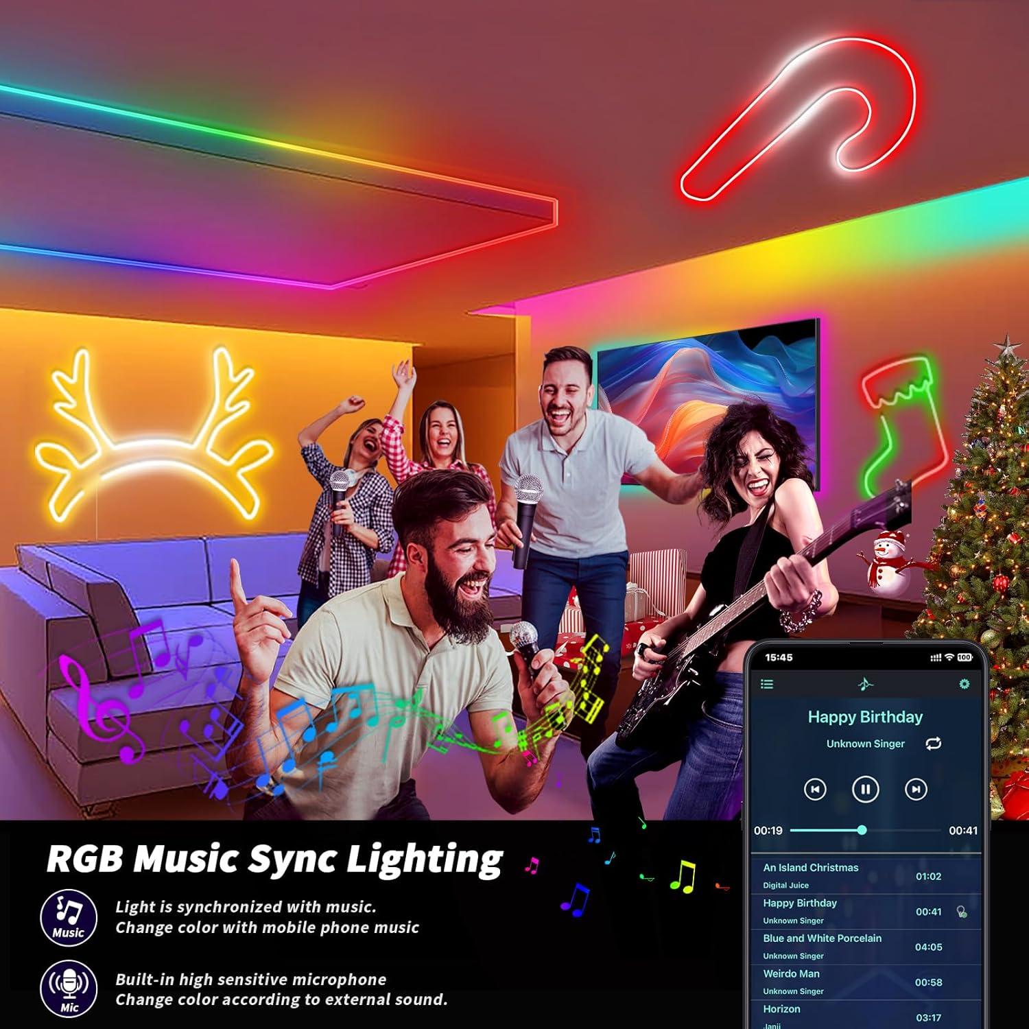 Luz de Cuerda LED Neón RGB 3M Yeqeeshine Control APP