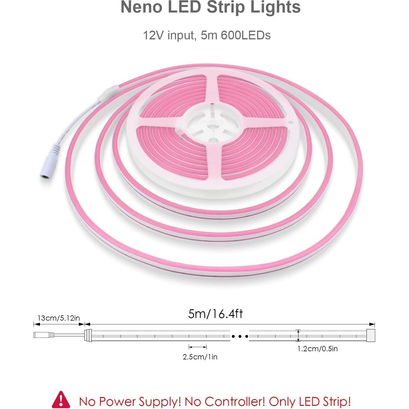 Tira de Luces Neón Rosa ALITOVE 5M 600 LEDs Impermeable