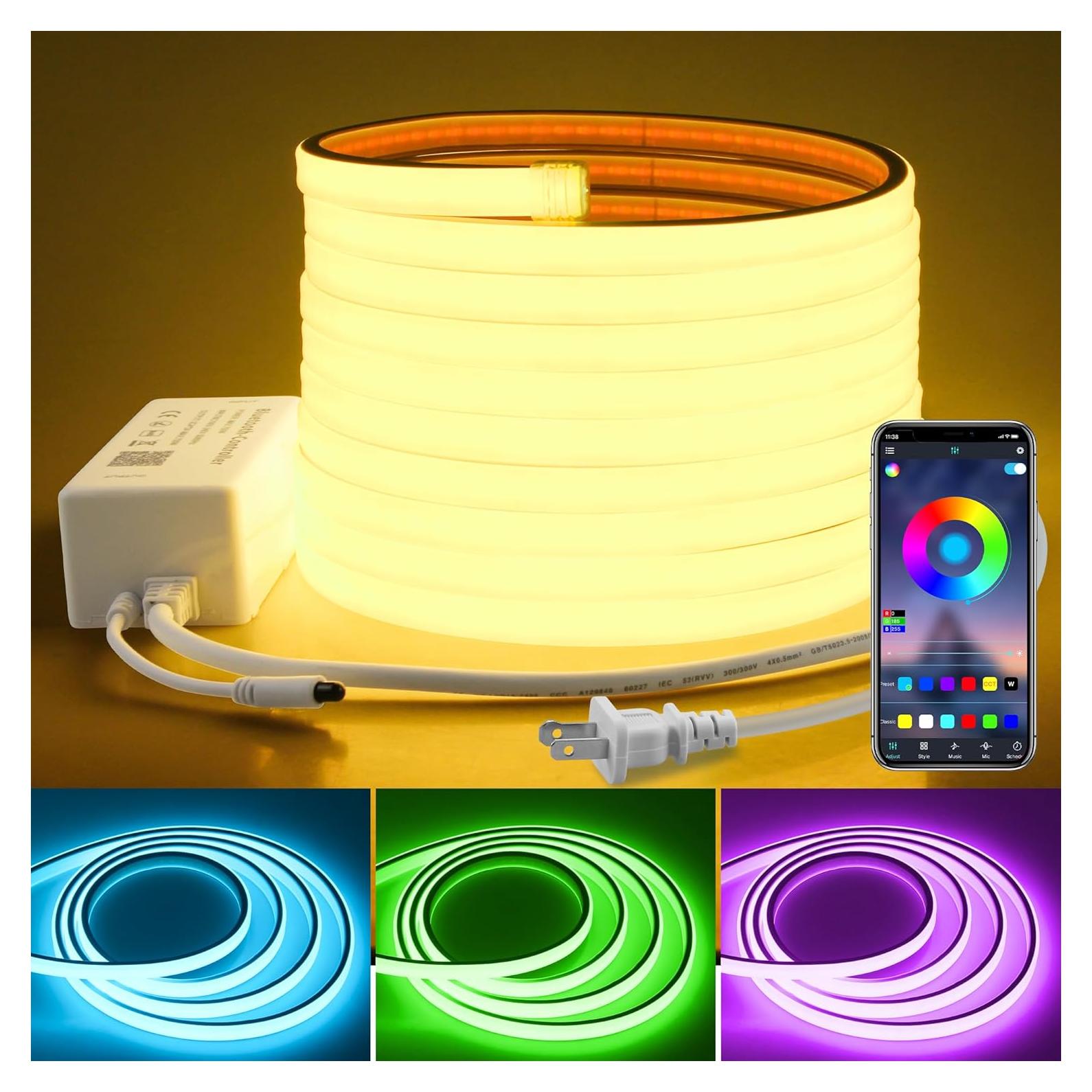 Tira de Luz LED RGB COB 5M 110V con Control Remoto Impermeable