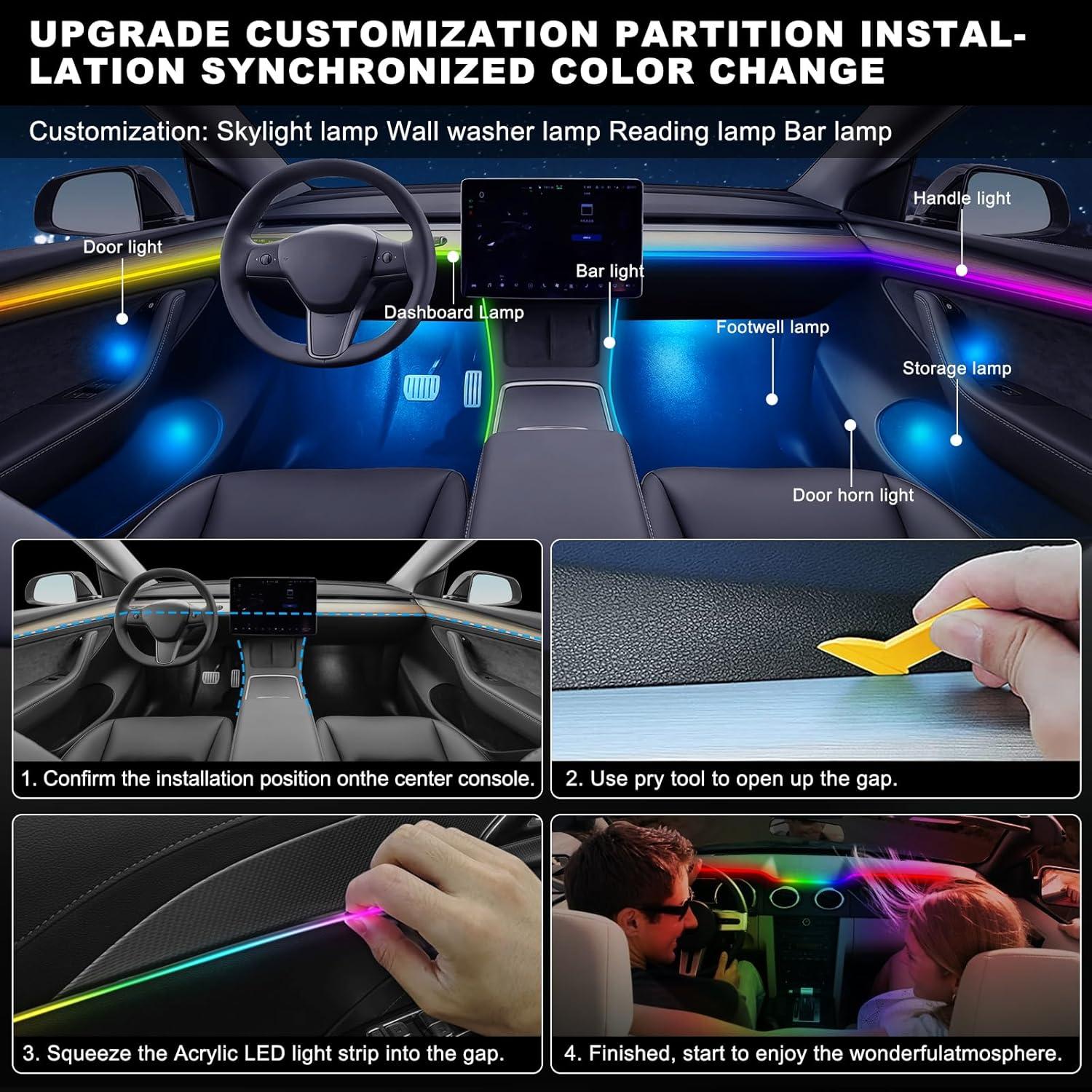 Tira LED de Coche MAODANER Dreamcolor 280.4 cm RGB USB Tipo C