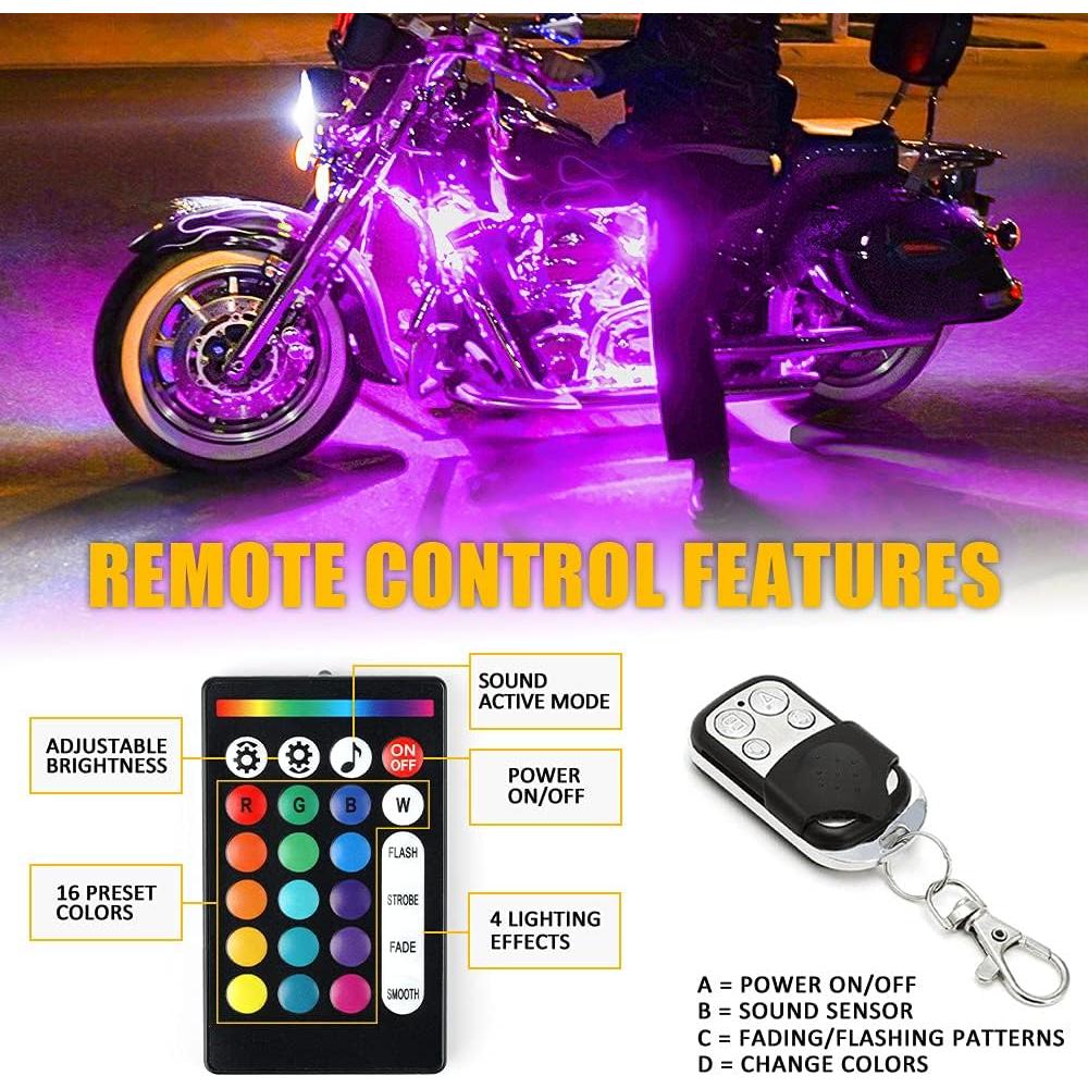 Kit de Luces LED RGB Xprite 8PCS para Motocicleta Impermeable