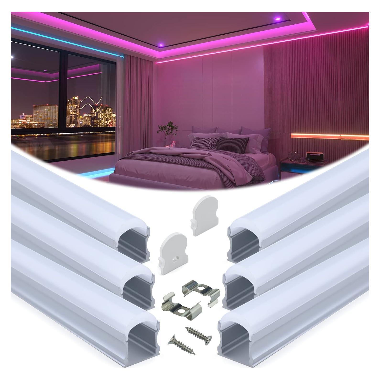 Canal LED Muzata U108 1M 6Pack Cubierta Blanca Lechosa