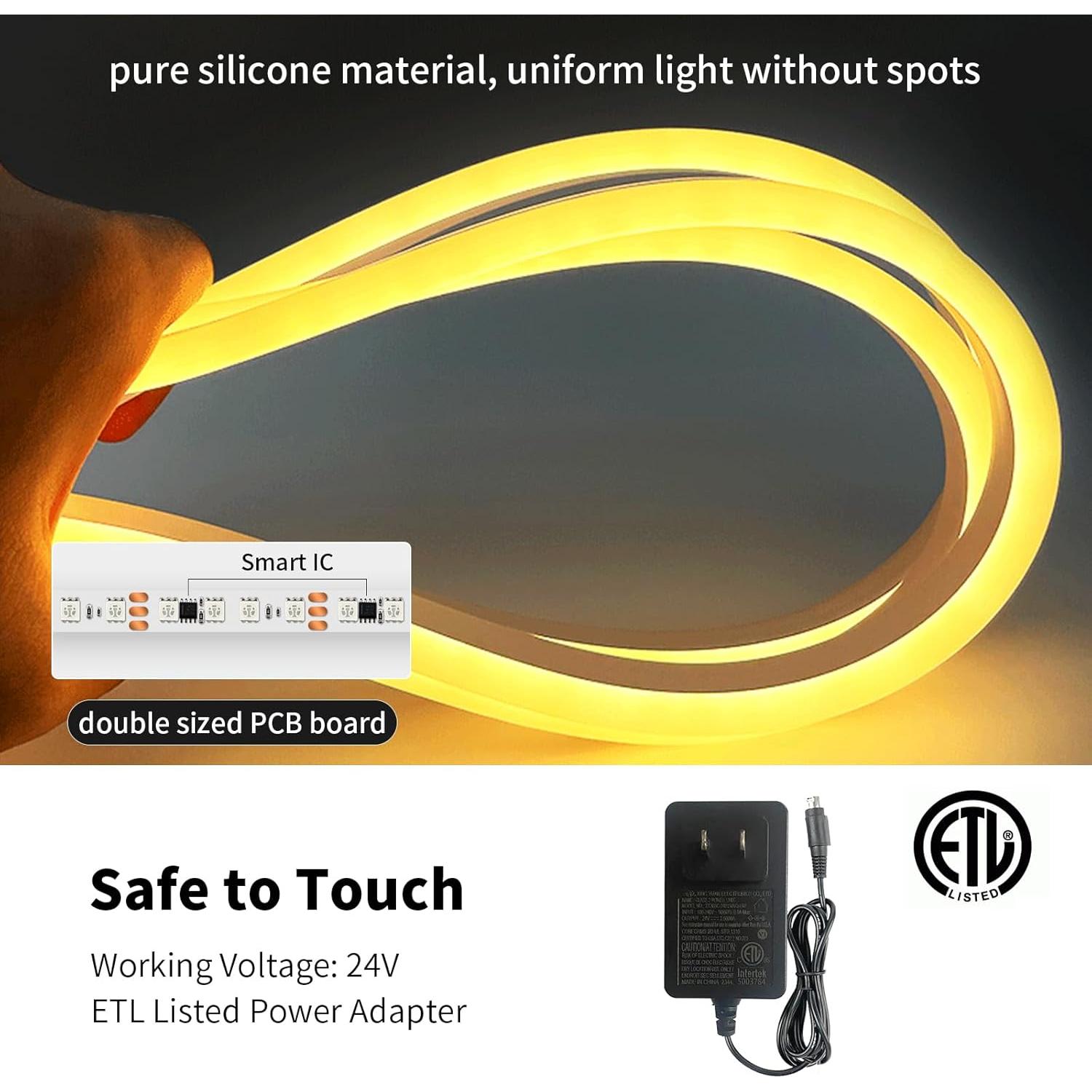 Tira de Luz LED de Neón Ustarus 20FT RGB IC con Control Remoto