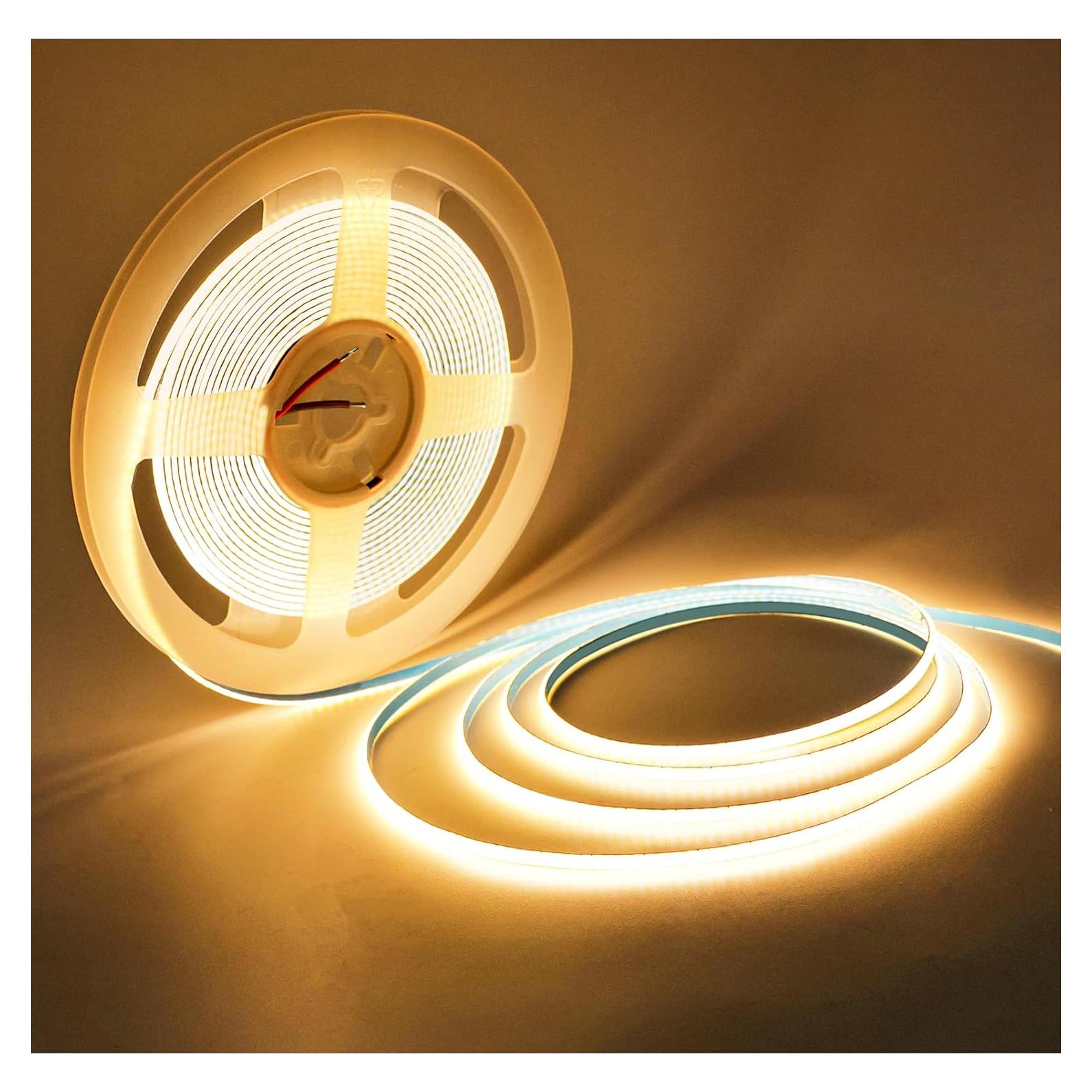 Tira de Luz LED COB 5V 3mm Blanca Cálida 3000K 5m 2000 LEDs