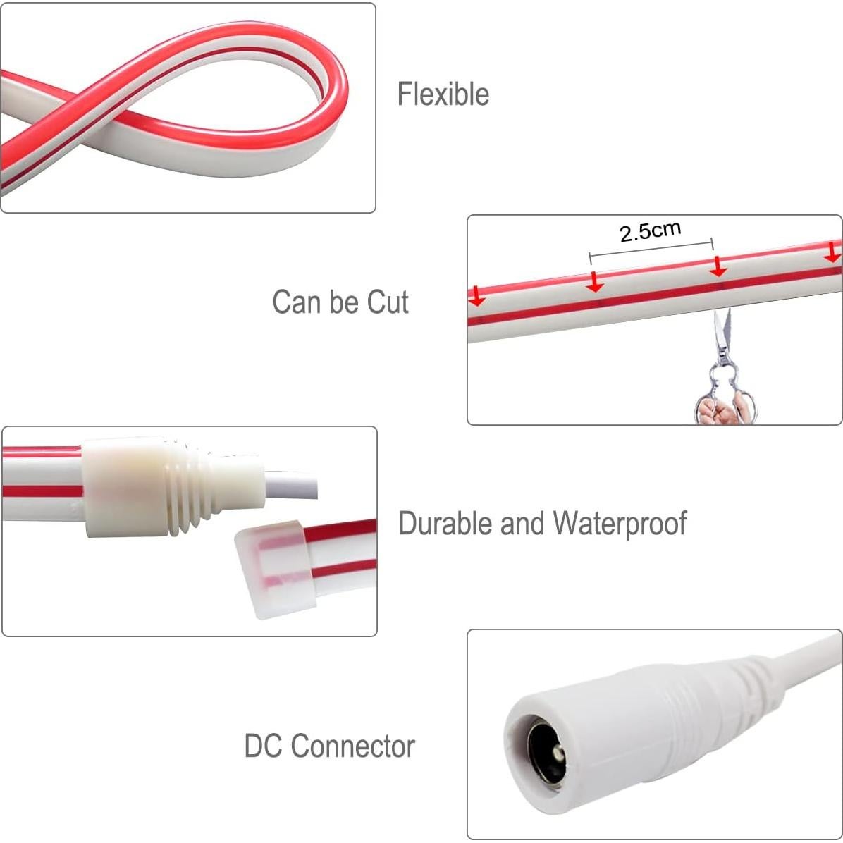 Tira LED de Neón 5m ZFB 600 LEDs Rojo DC 12V IP65