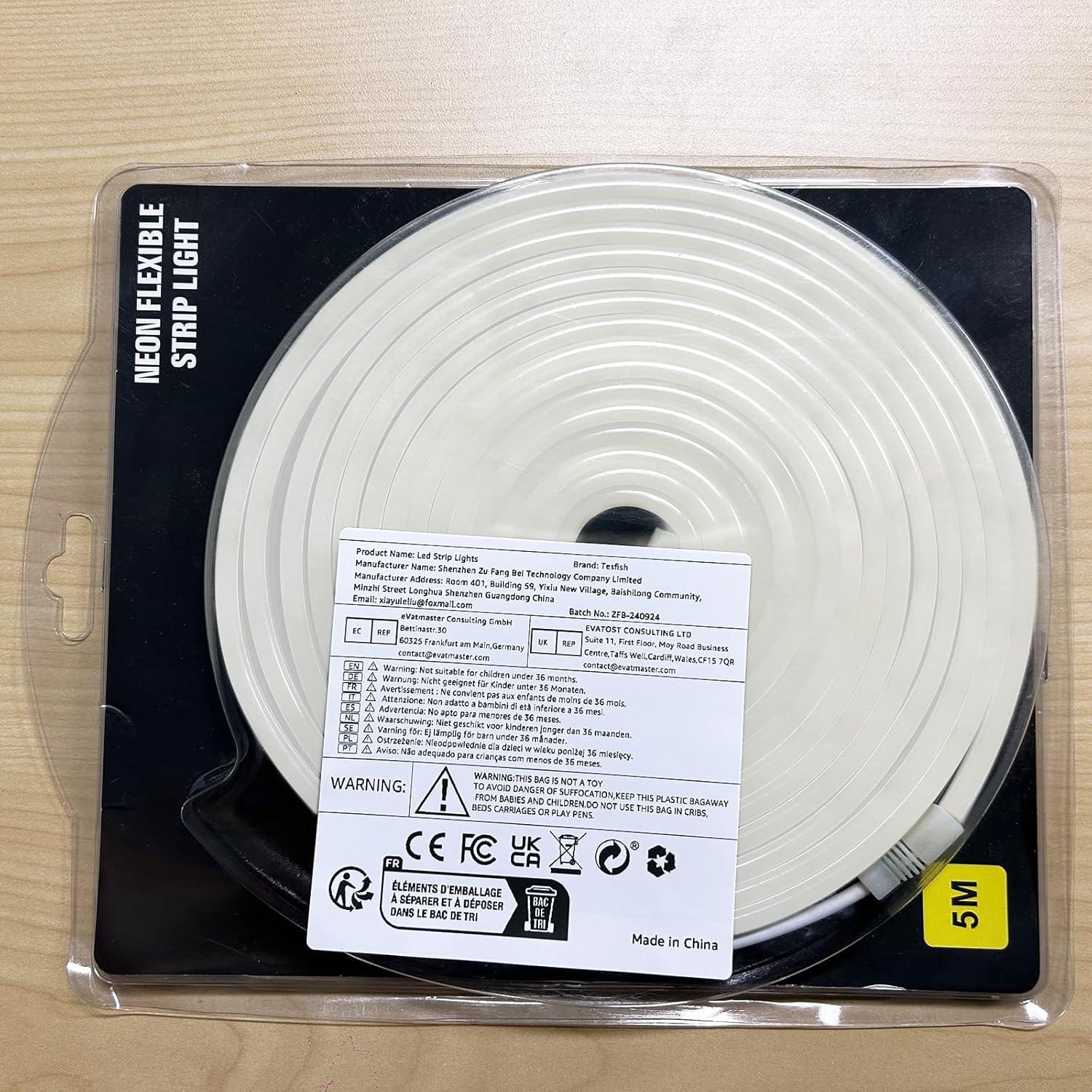 Tira LED de Neón 5m ZFB 600 LEDs Rojo DC 12V IP65