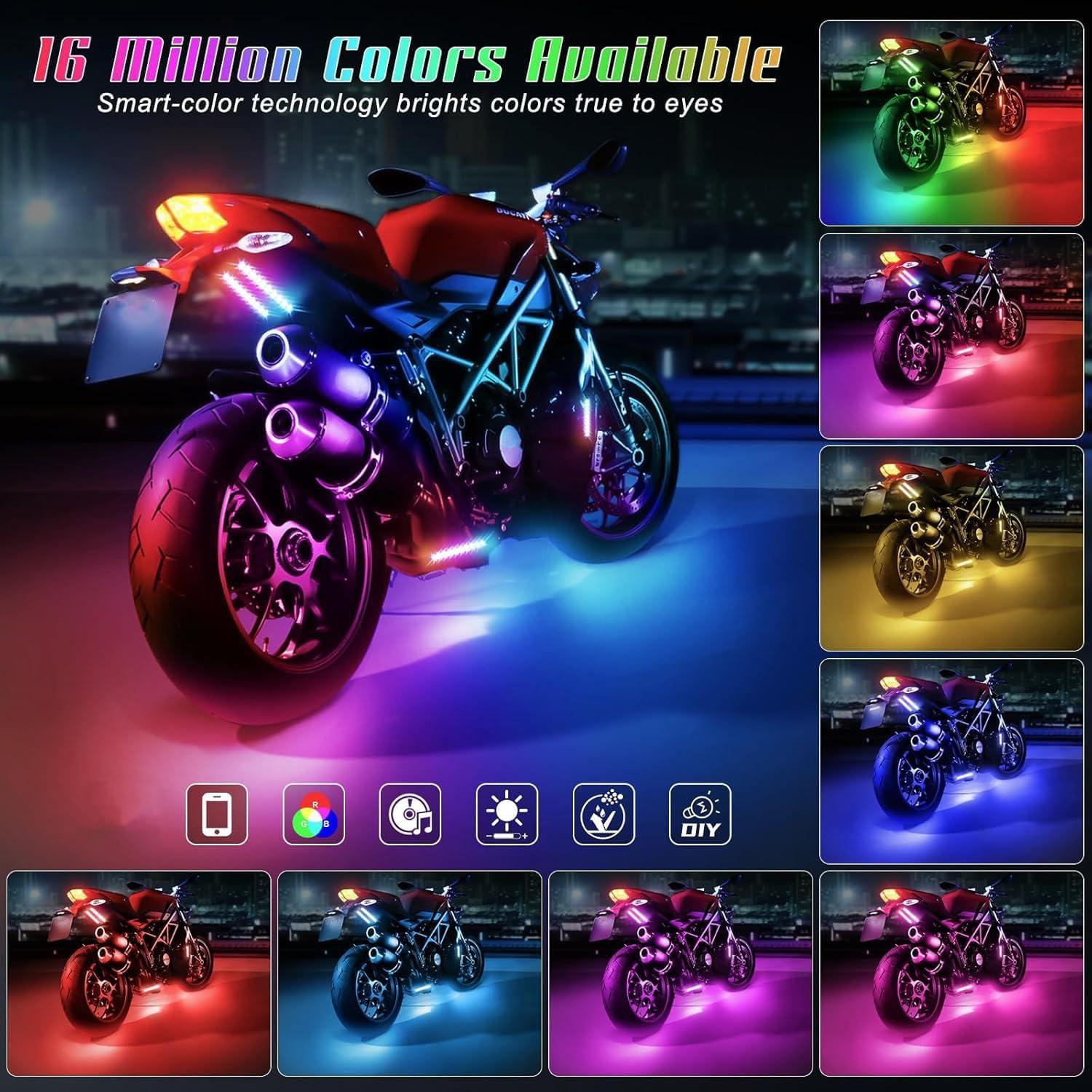 Kit de Luces LED Multicolor Sxlofty para Motocicleta 6 Pcs