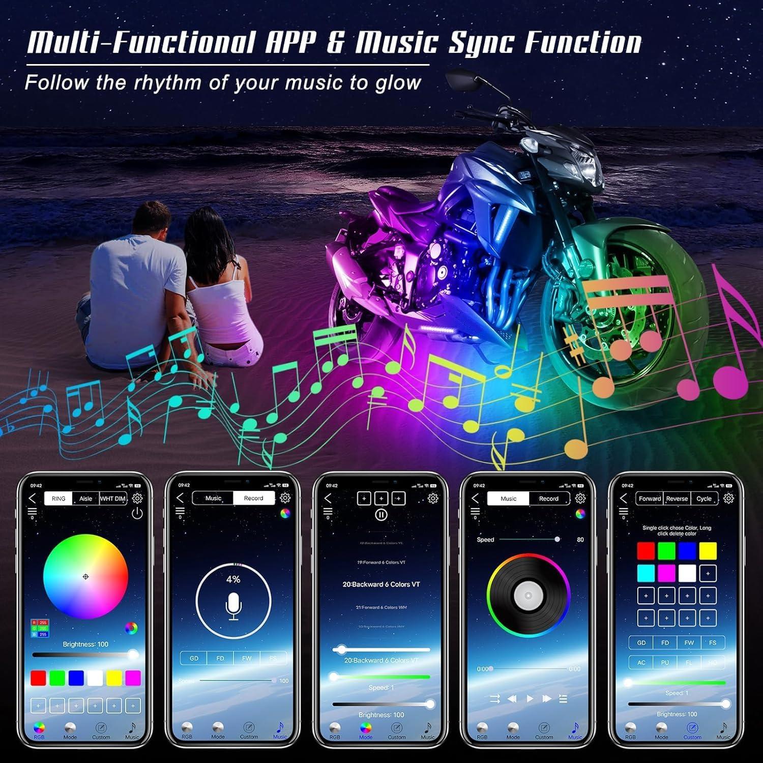 Kit de Luces LED Multicolor Sxlofty para Motocicleta 6 Pcs