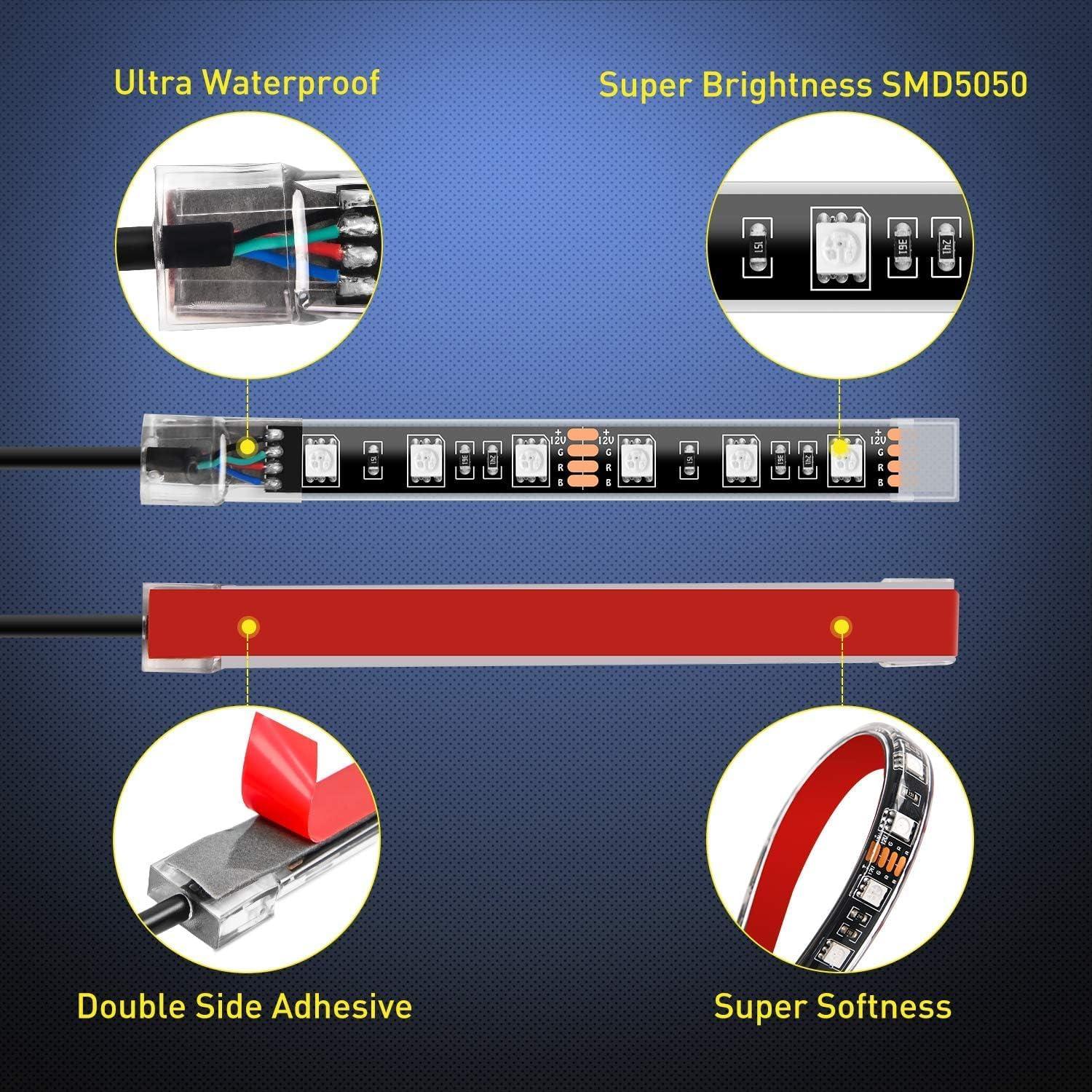 Kit de Luces LED Multicolor Sxlofty para Motocicleta 6 Pcs