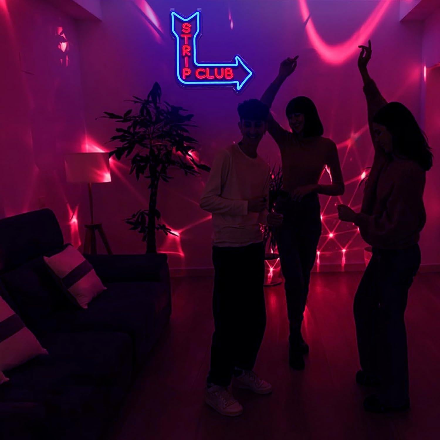 Letrero de Neón LED Virlusy Club de Estriptis Dimmable 35.9x34 cm