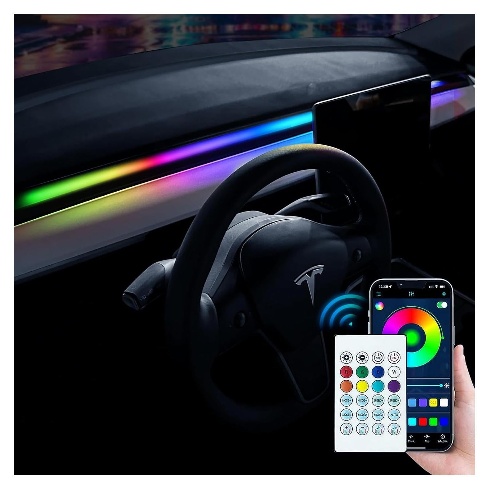 Luces Neón LED RGB para Tesla Model 3/Y 2021-2025 con Control Remoto