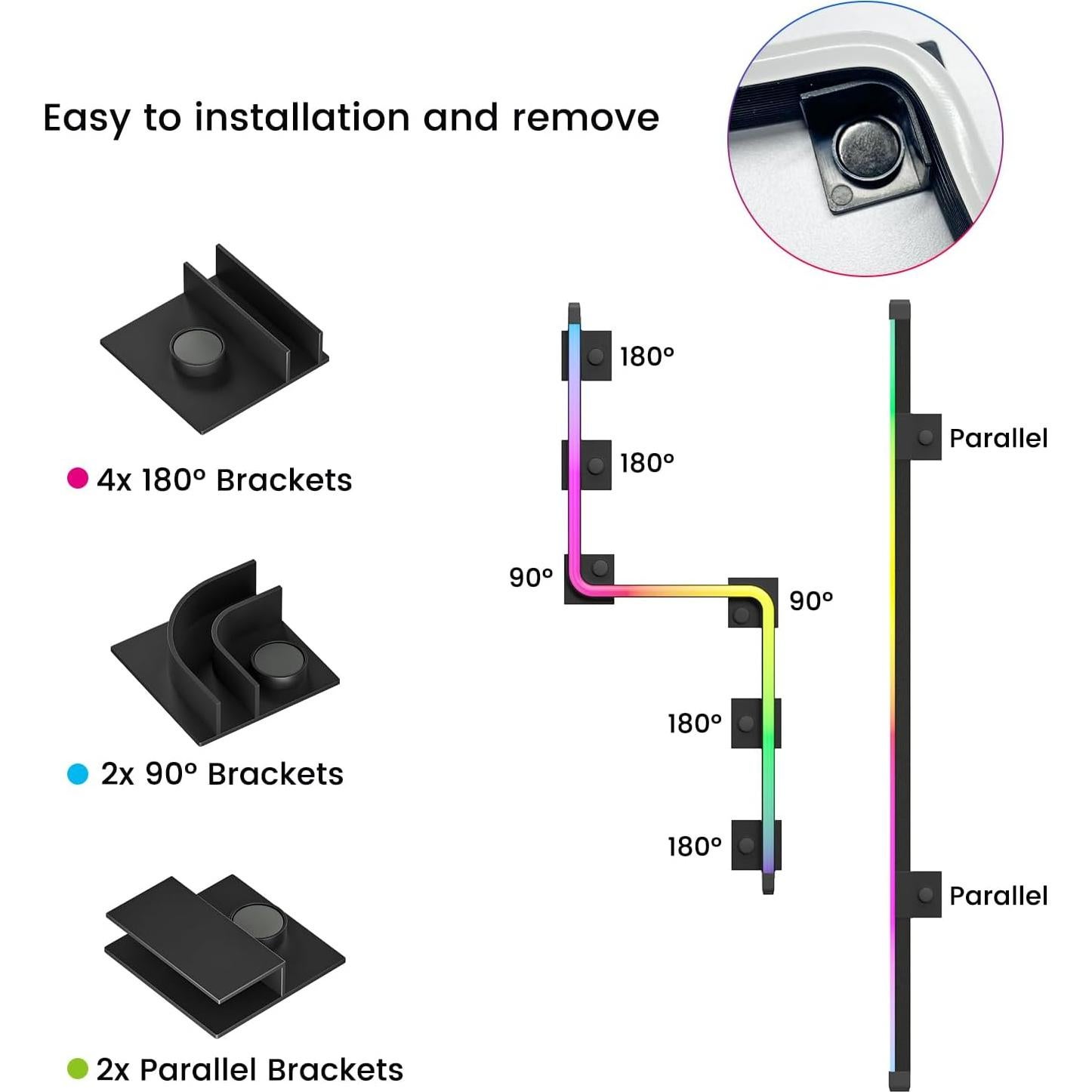 Tira LED ARGB Vetroo 55 cm para PC con 8 Soportes