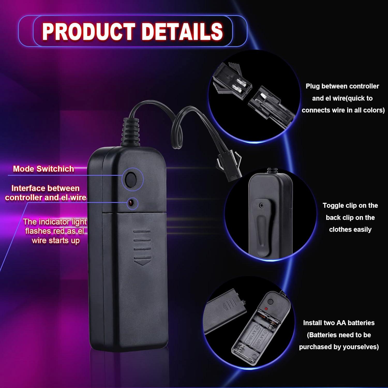 Tuanse 10 Cables LED Neón de 3m con Batería para Decoración